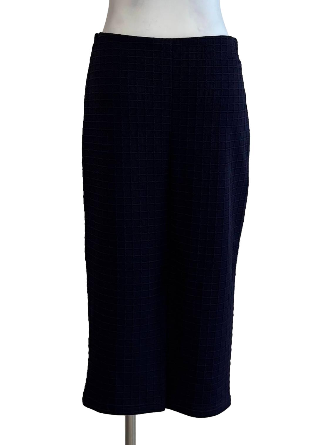Navy Blue Textured Pencil Skirt
