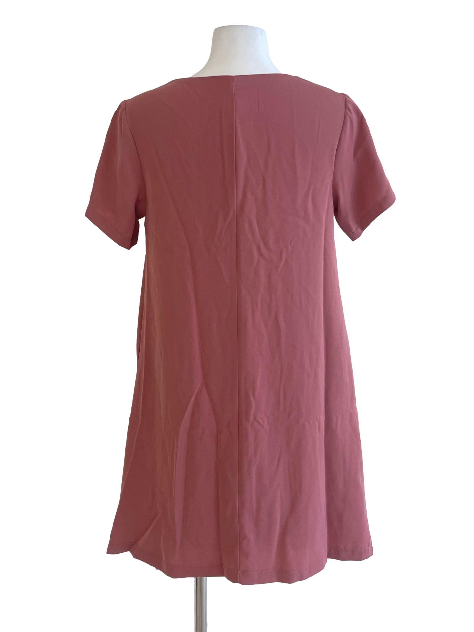 Pink Blush Short Sleeve V Neck Mini Dress