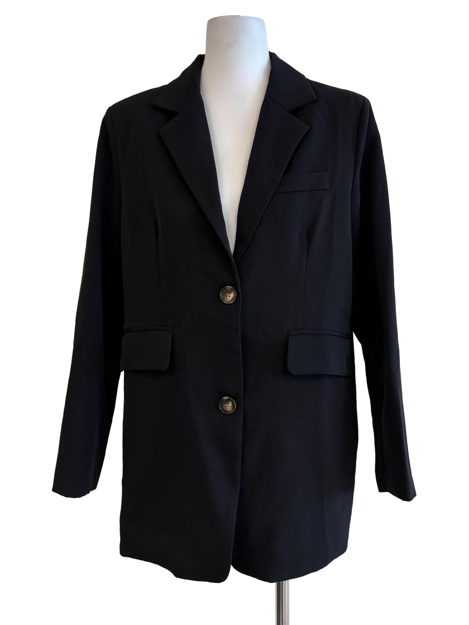 Jet Black Pleated Blazer