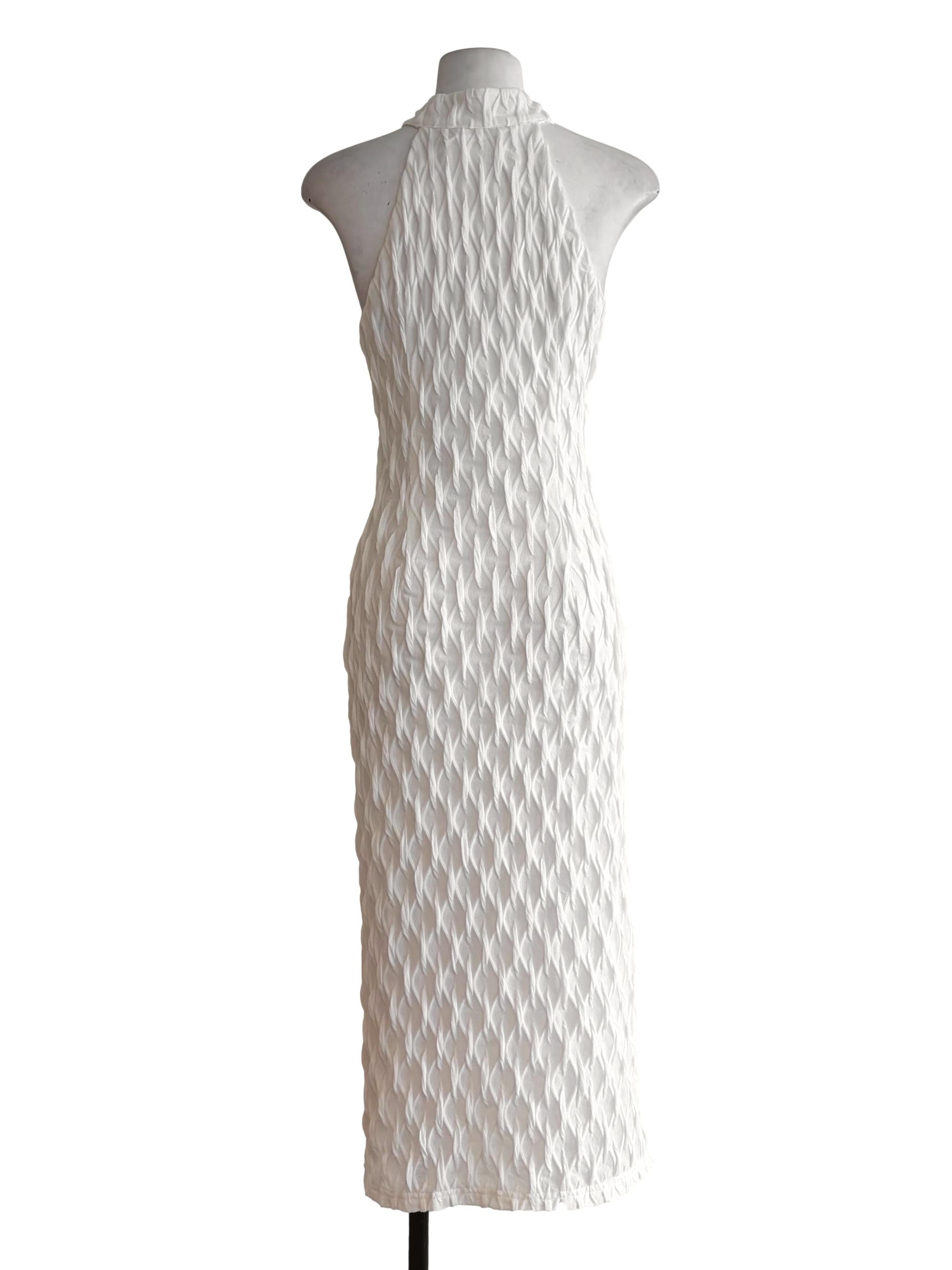 Dove White Textured Bodycon Dress