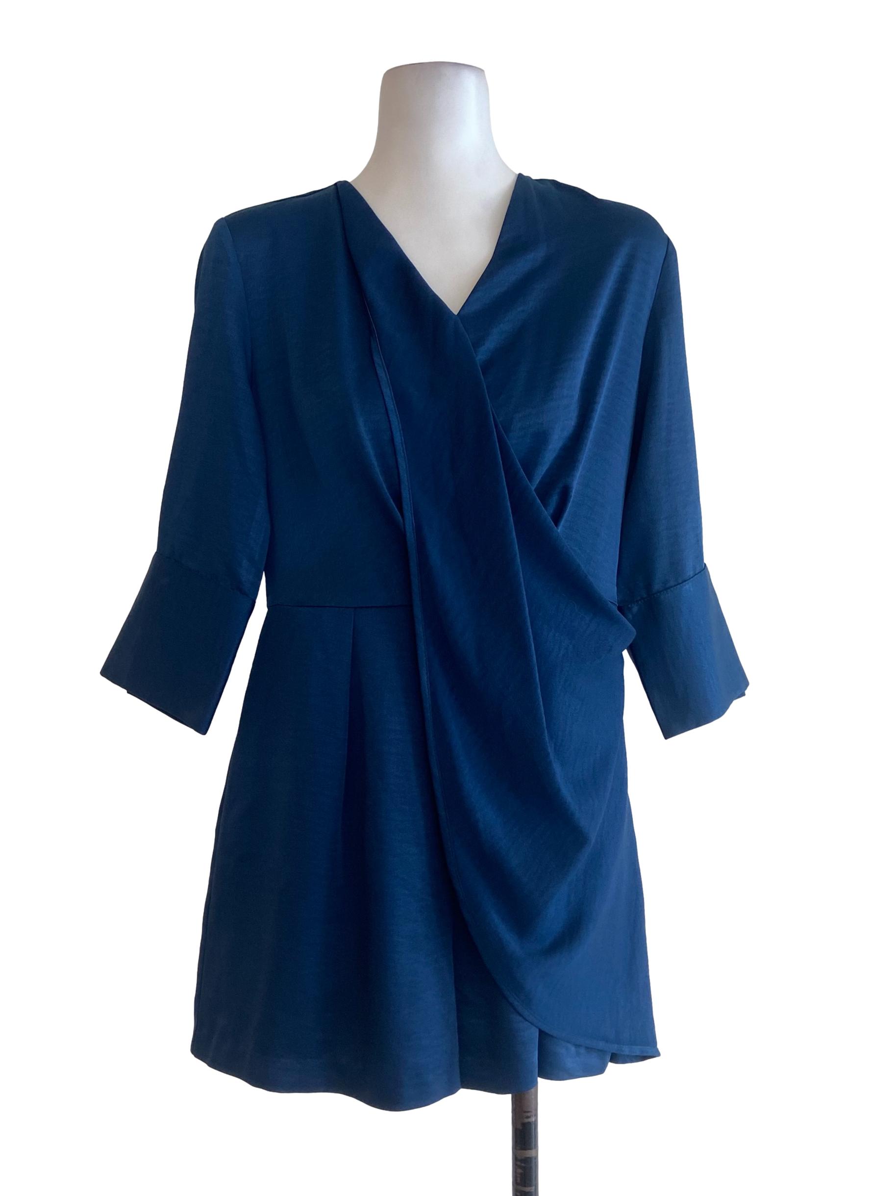 Navy Blue Asymmetric Ruffle Rompers