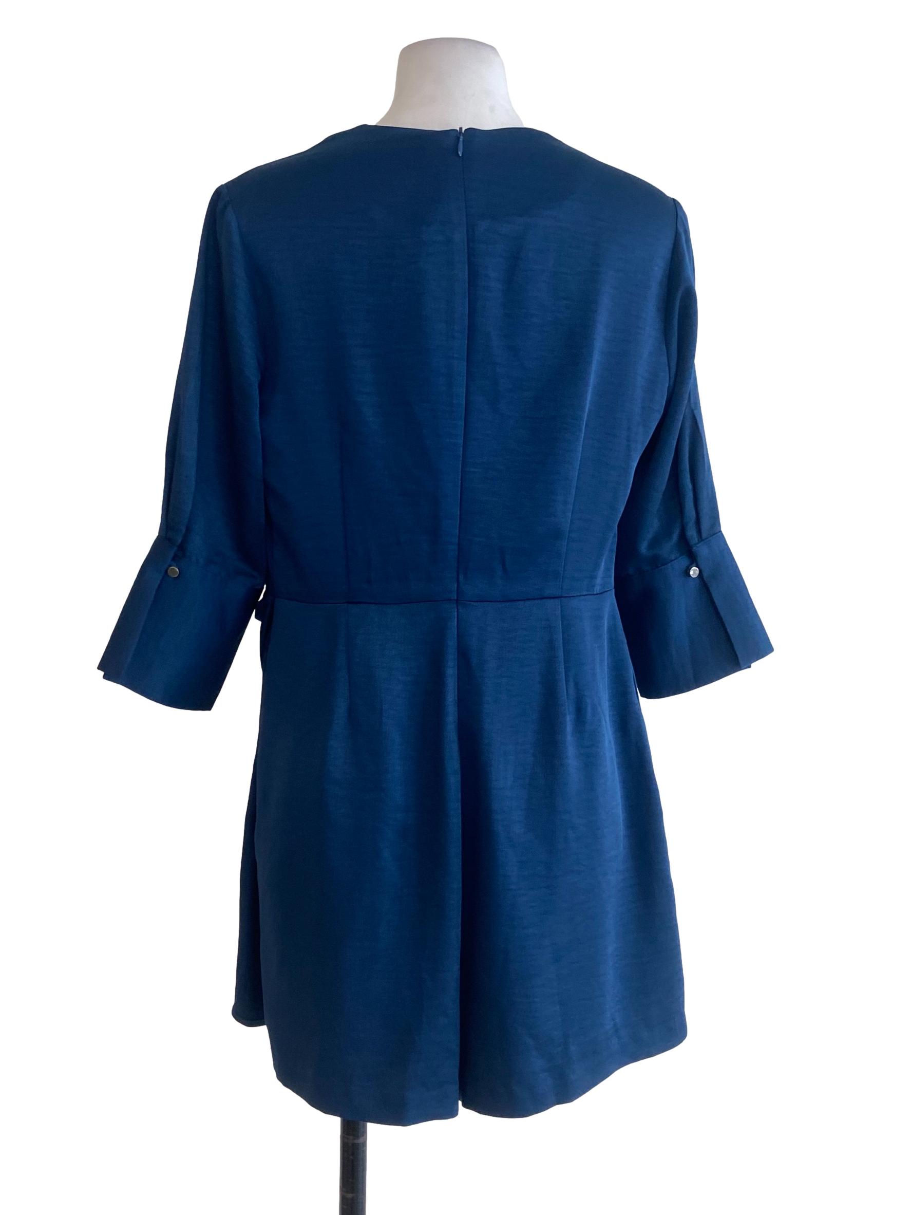 Navy Blue Asymmetric Ruffle Rompers