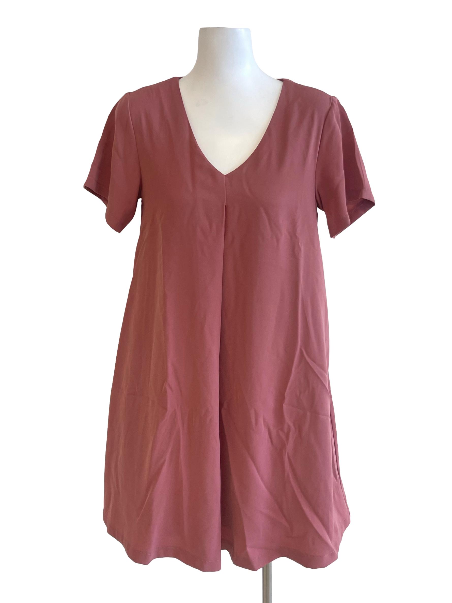 Pink Blush Short Sleeve V Neck Mini Dress