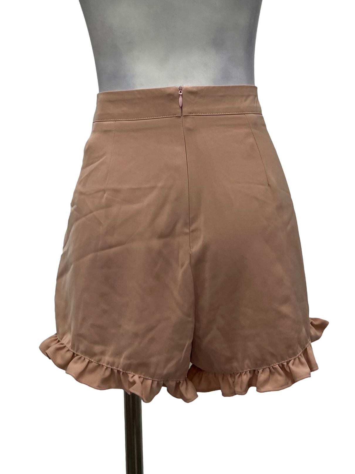 Dusty Pink Flounce Trim High Waisted Shorts