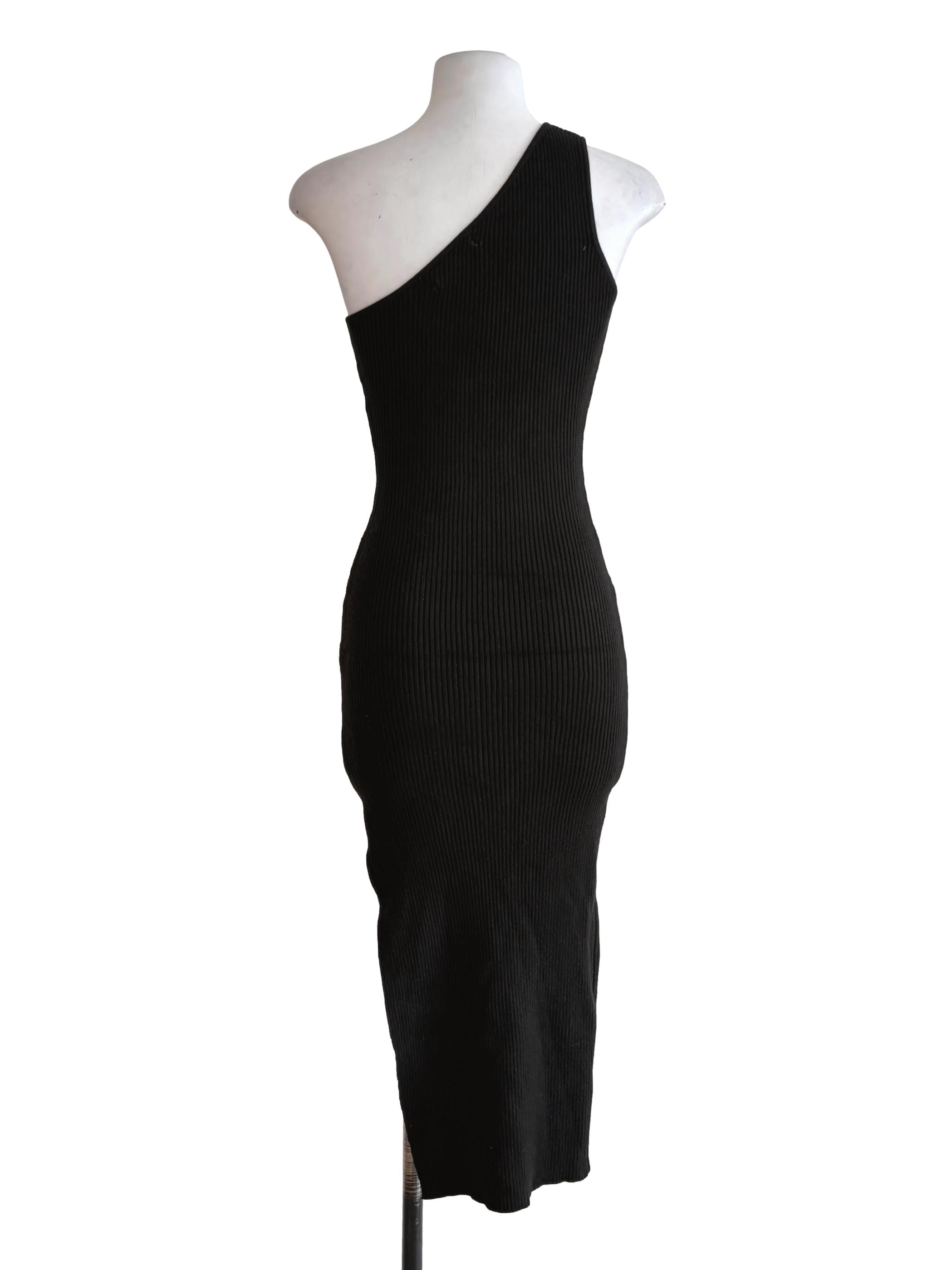 Jade Black Asymmetrical Bodycon Dress