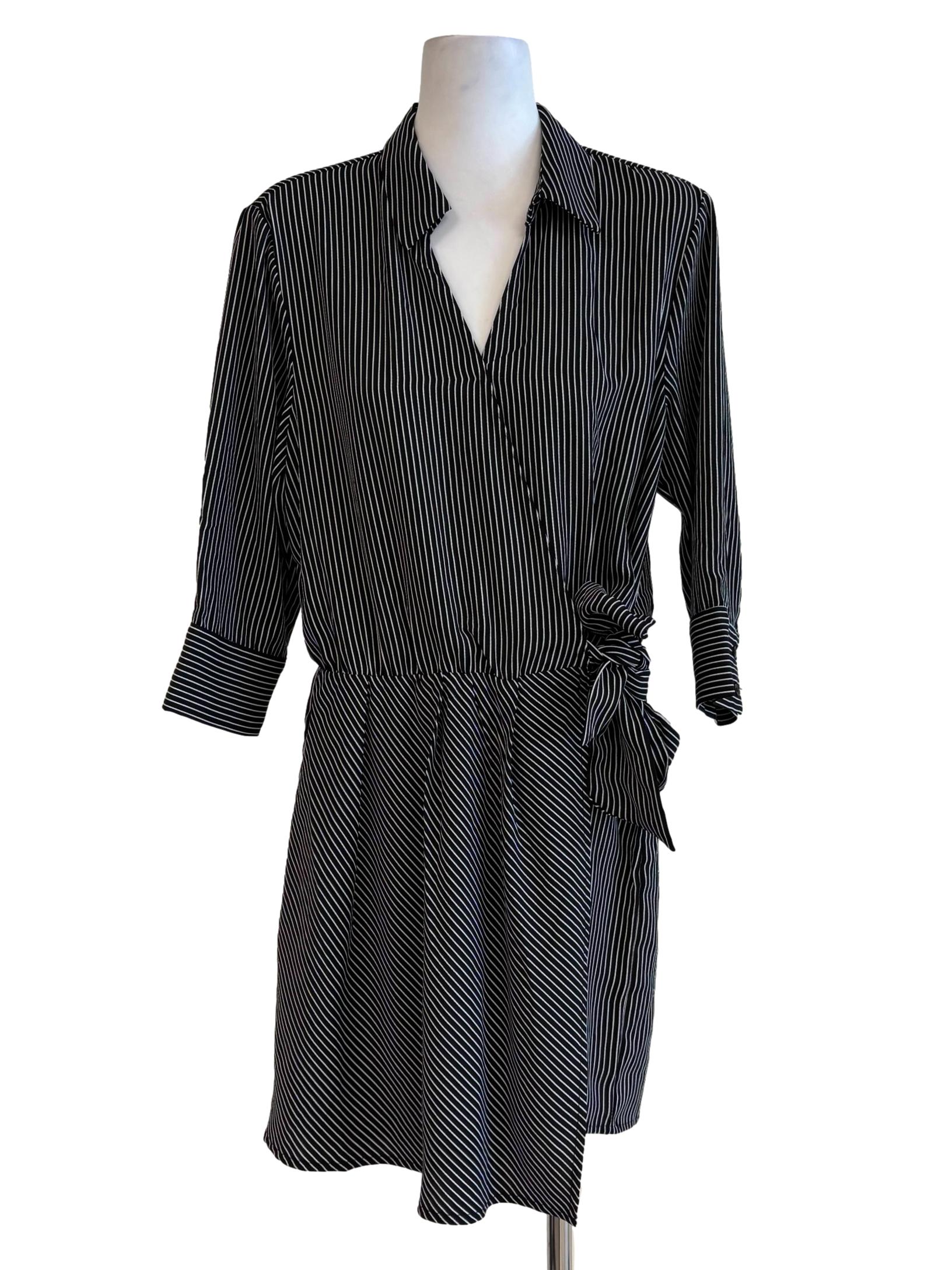 Black And White Stripes Romper Dress