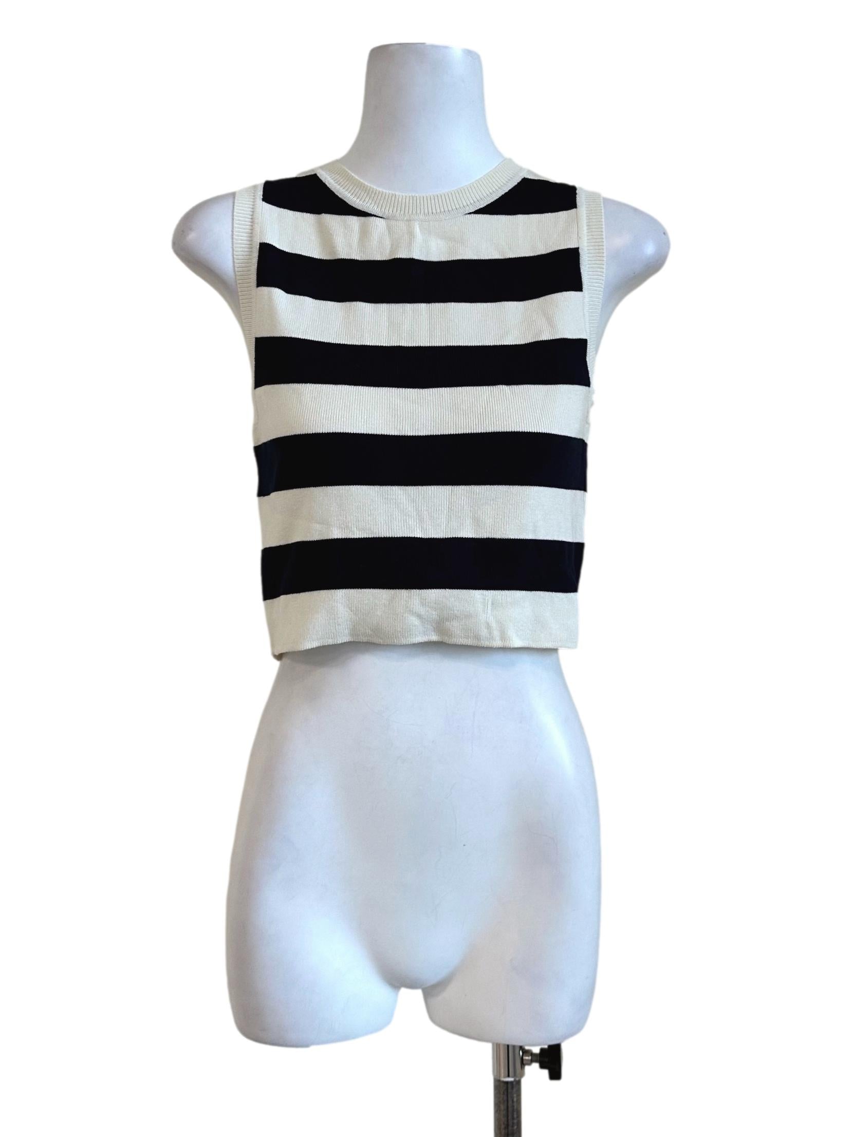 Navy Blue Stripes Crop Top