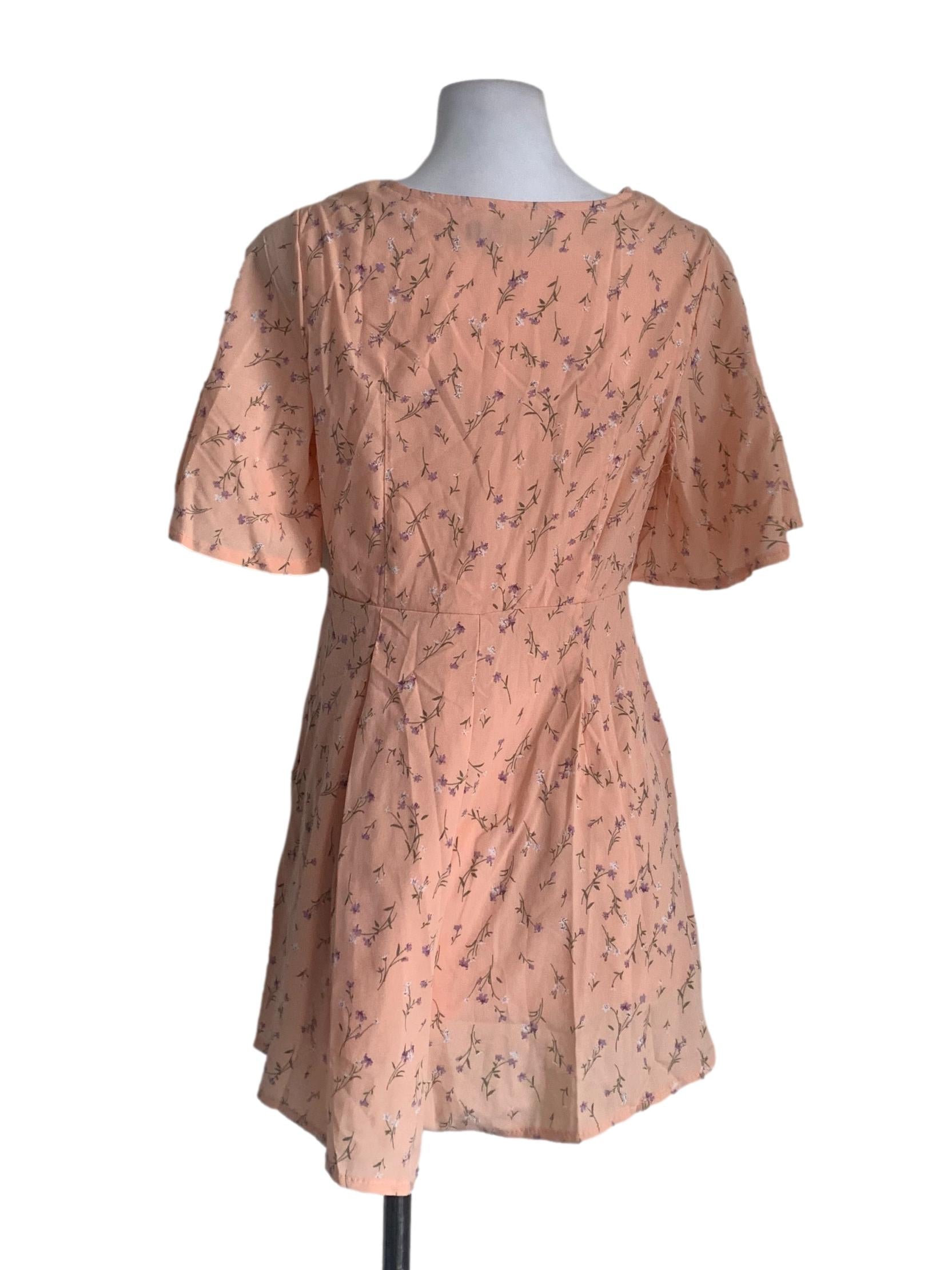 Marigold Orange Floral Pattern Dress