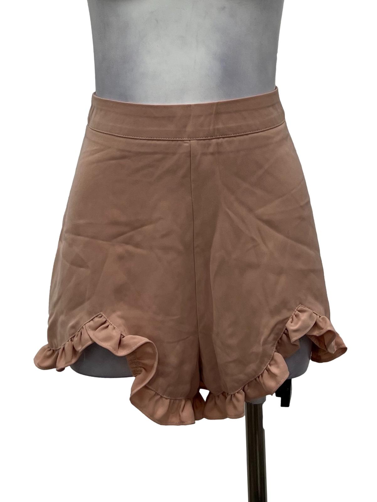 Dusty Pink Flounce Trim High Waisted Shorts