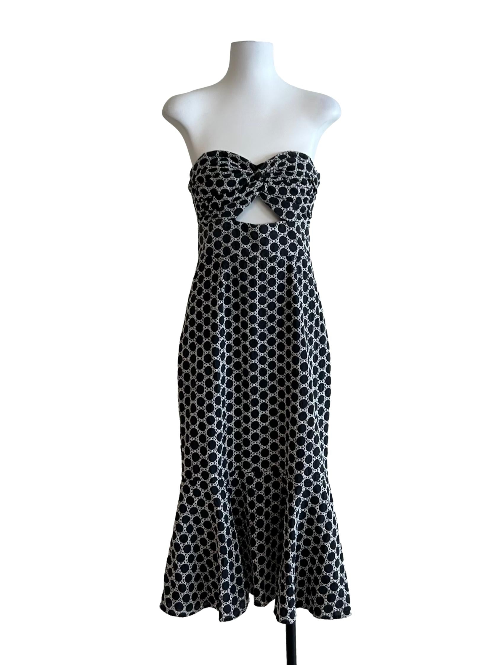 Black White Belong Strapless Midi Dress