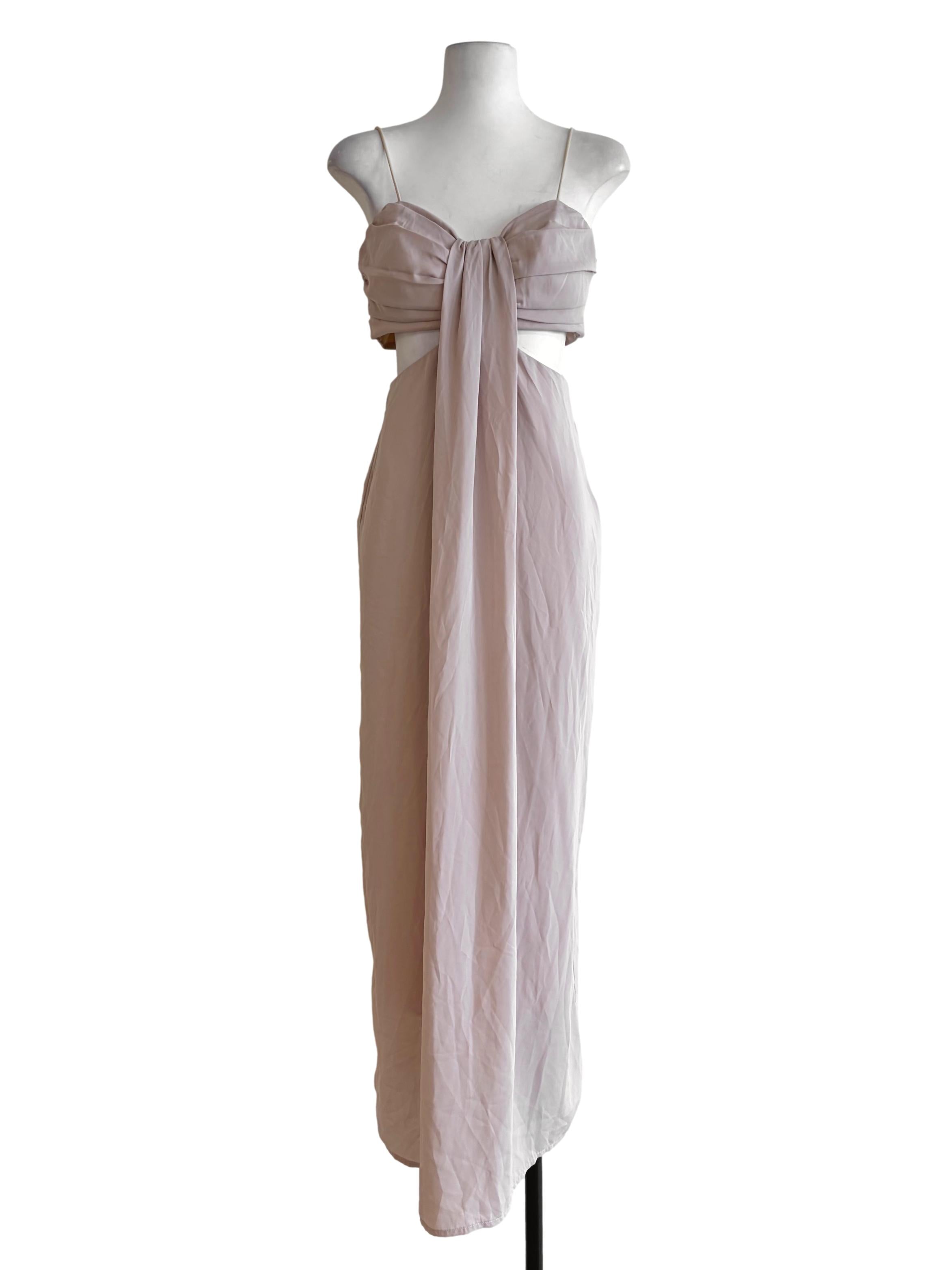 Nude Pink Cut Out Waist Slip Dress