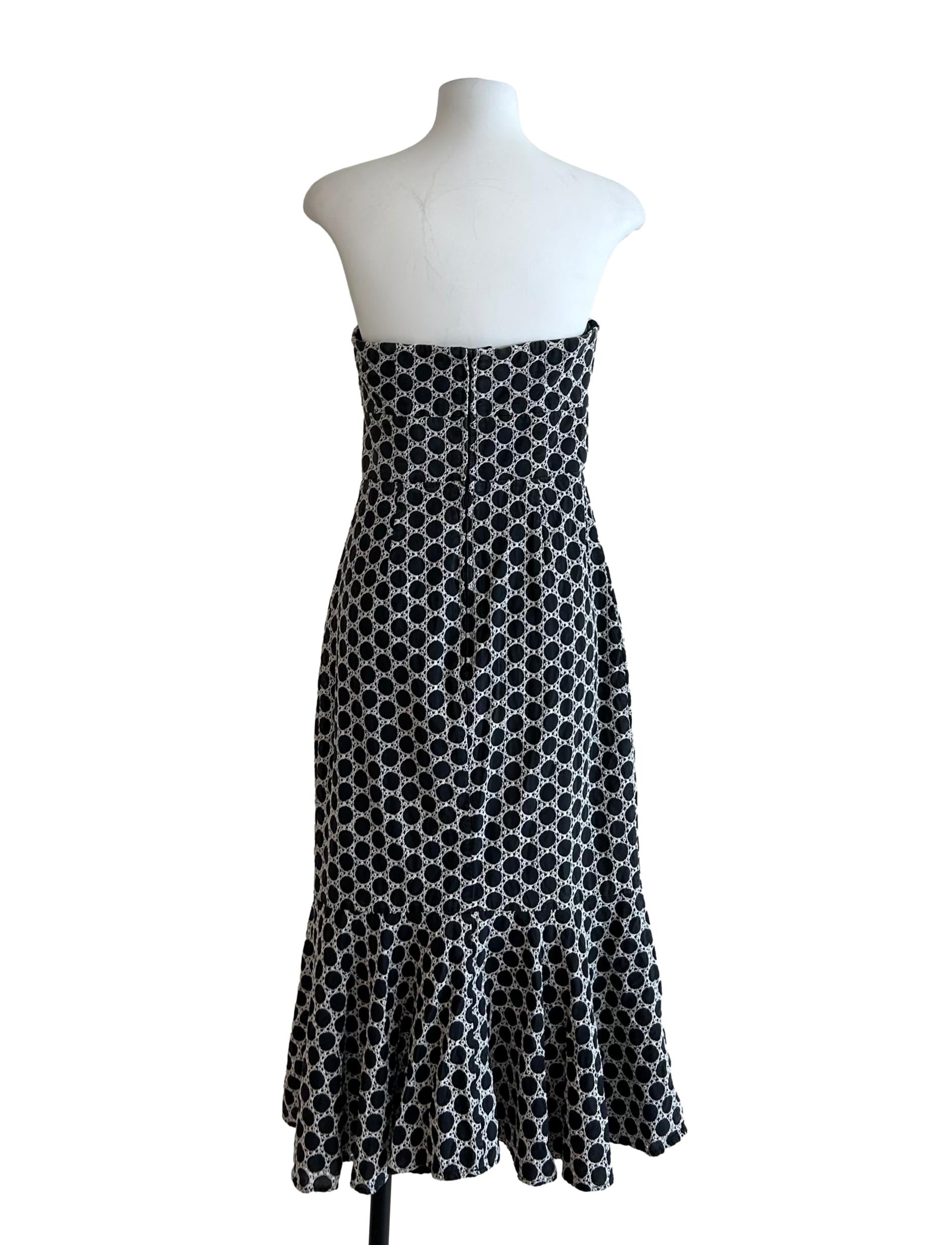Black White Belong Strapless Midi Dress