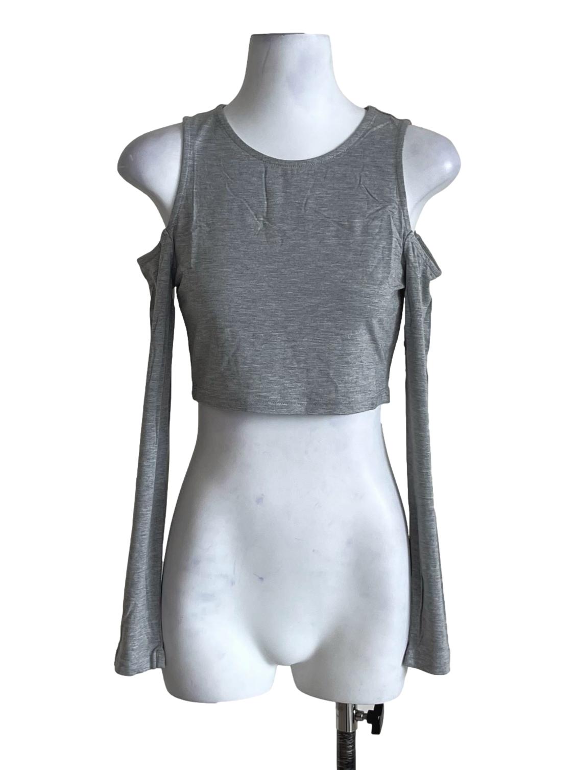 Light Grey Xander Cold Shoulder Long Sleeve Top