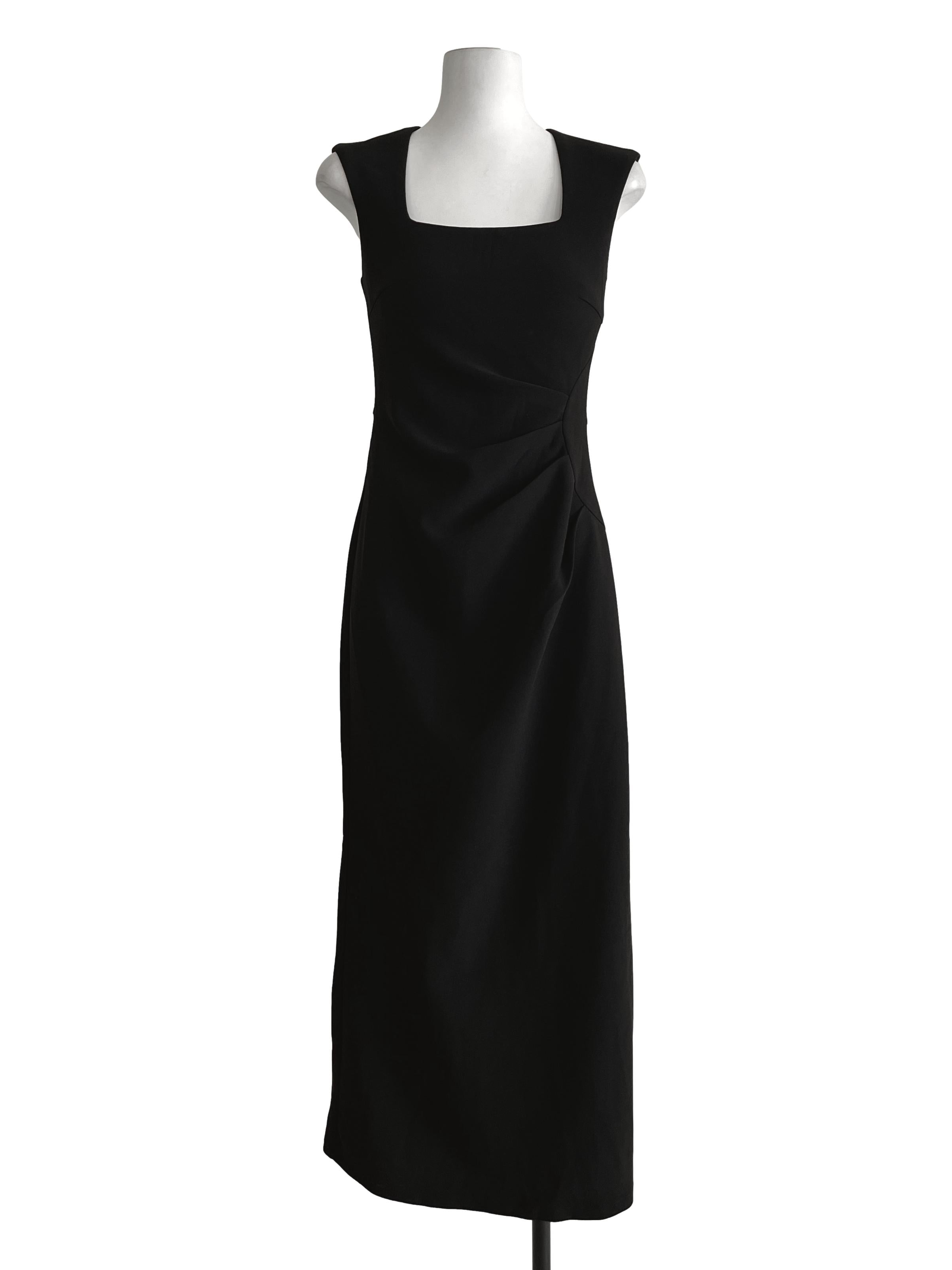 Ink Black Square Sleeveless Shift Dress