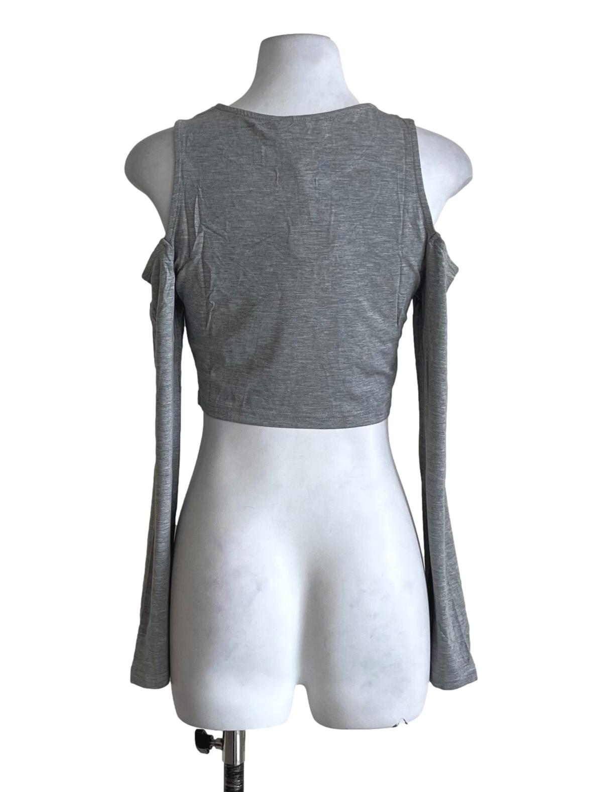 Light Grey Xander Cold Shoulder Long Sleeve Top