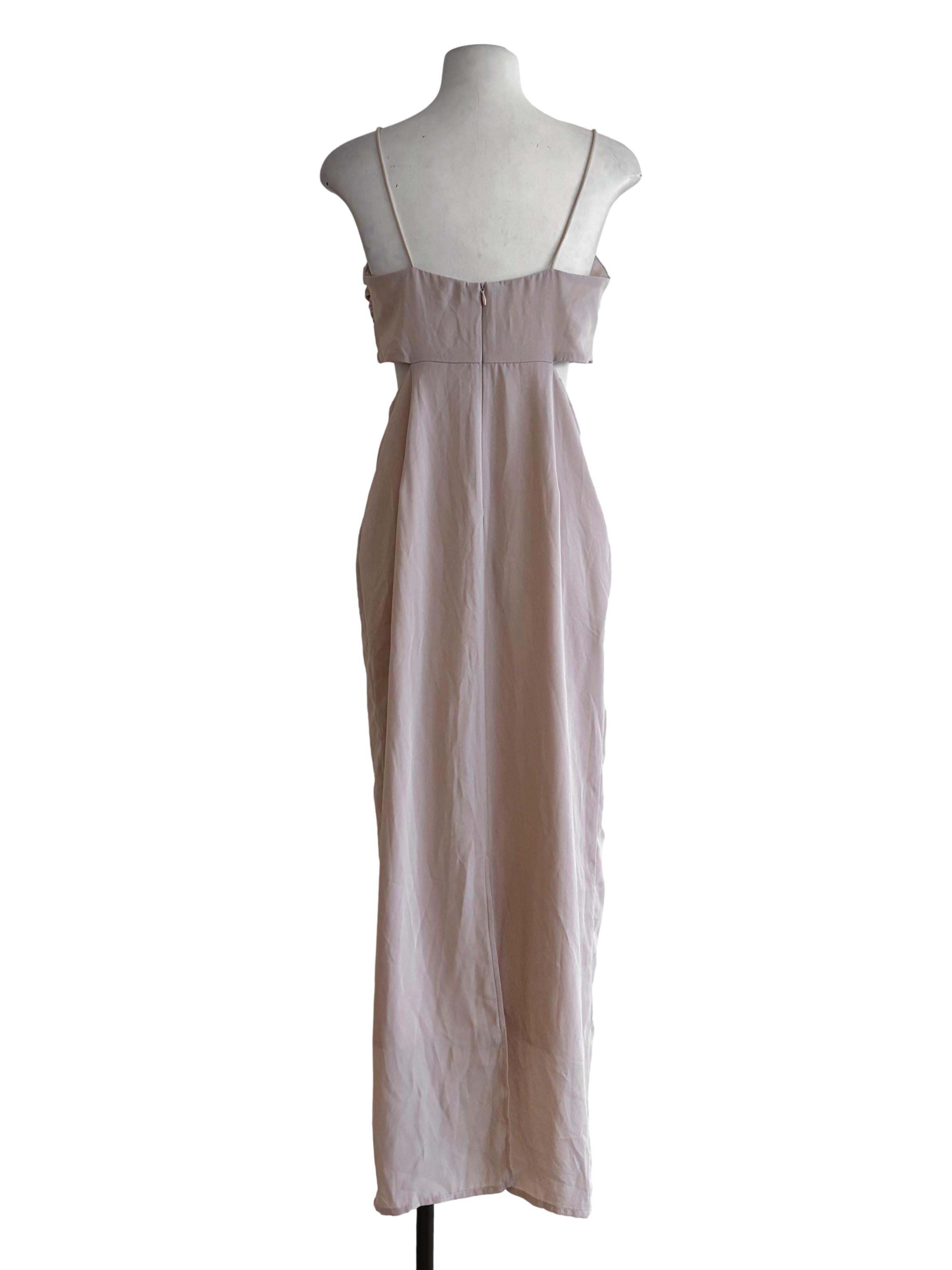 Nude Pink Cut Out Waist Slip Dress