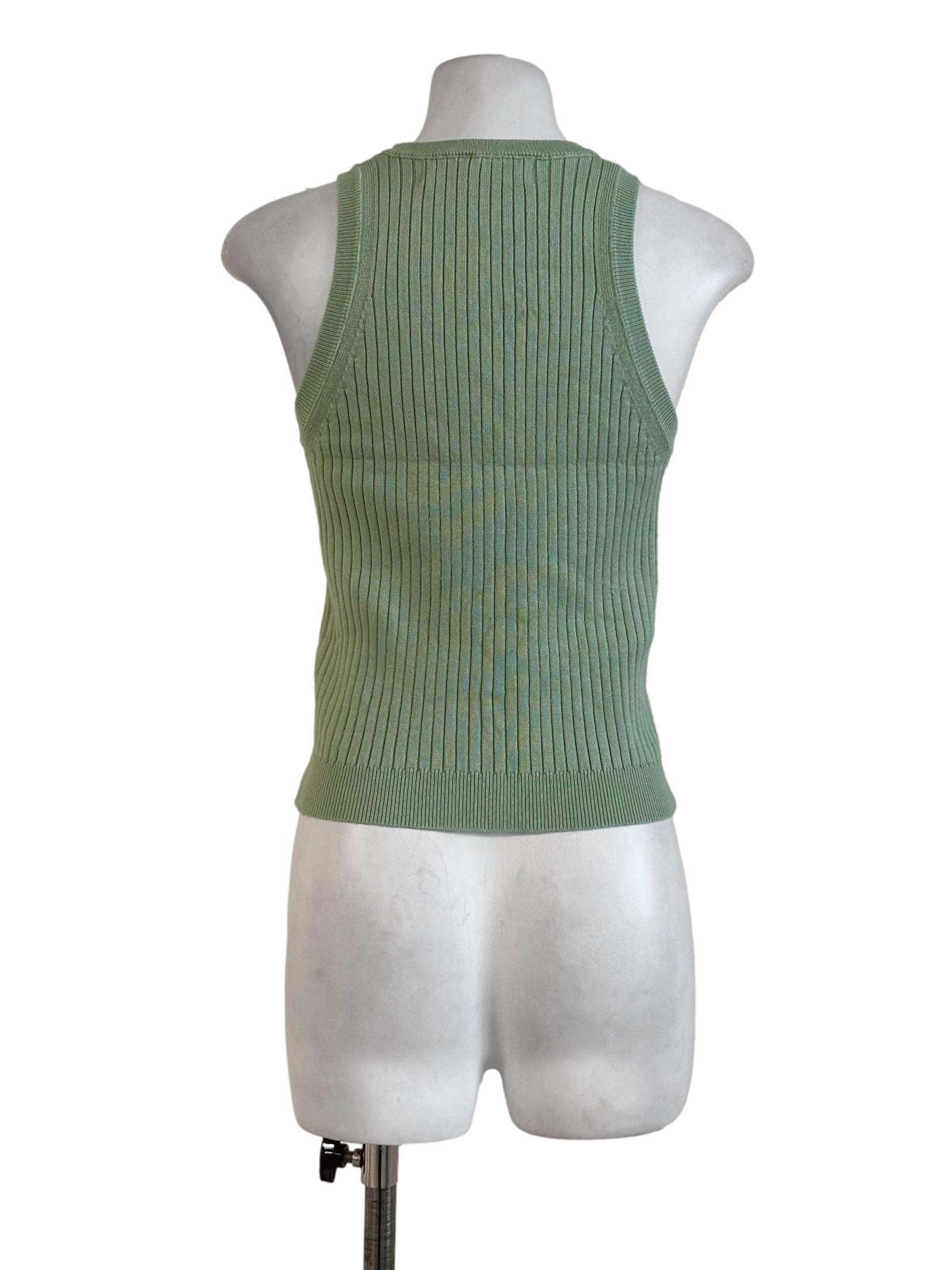 Light Green Pencil Stripes Crop Top TEM