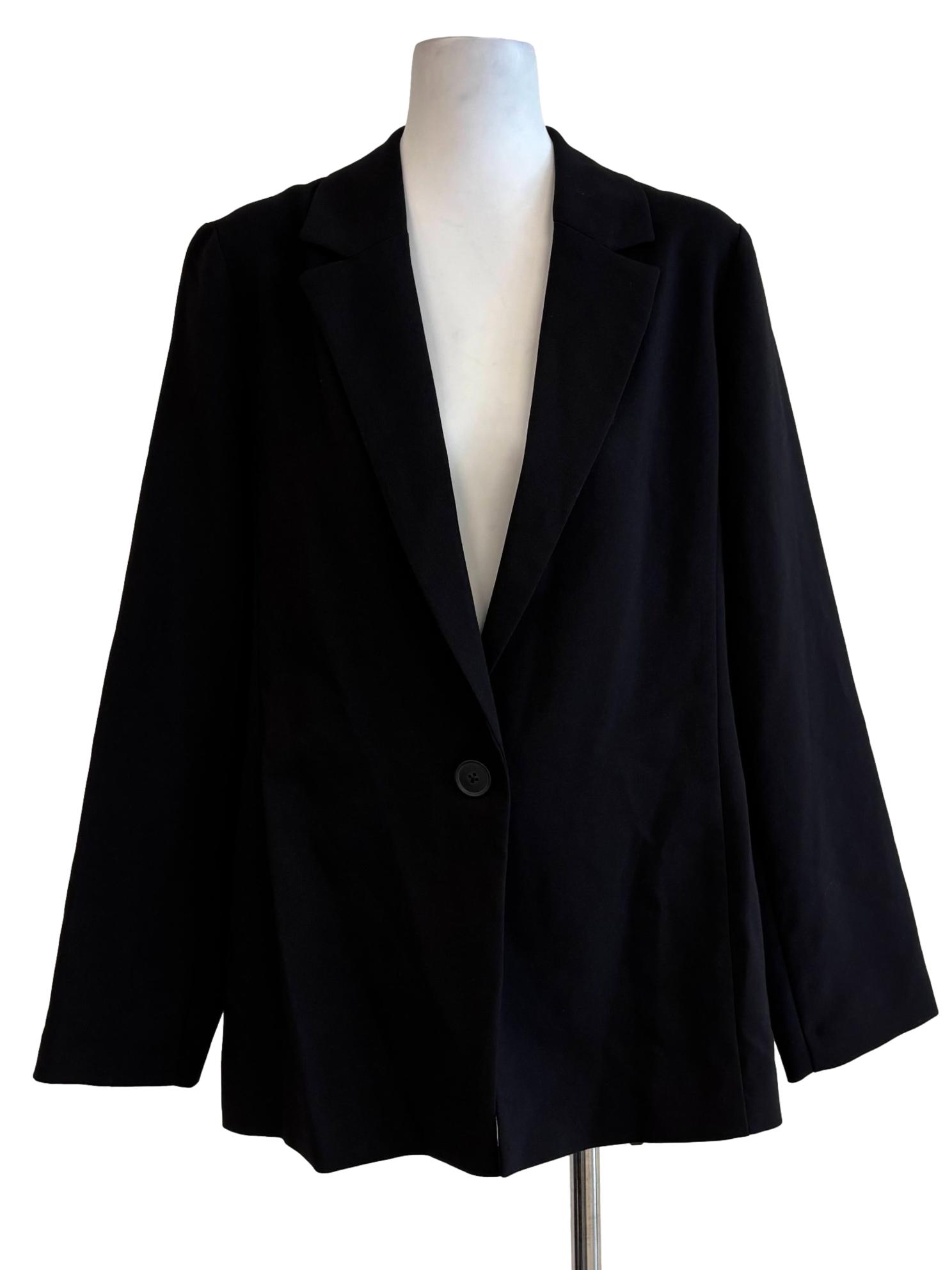Black One Button Blazer