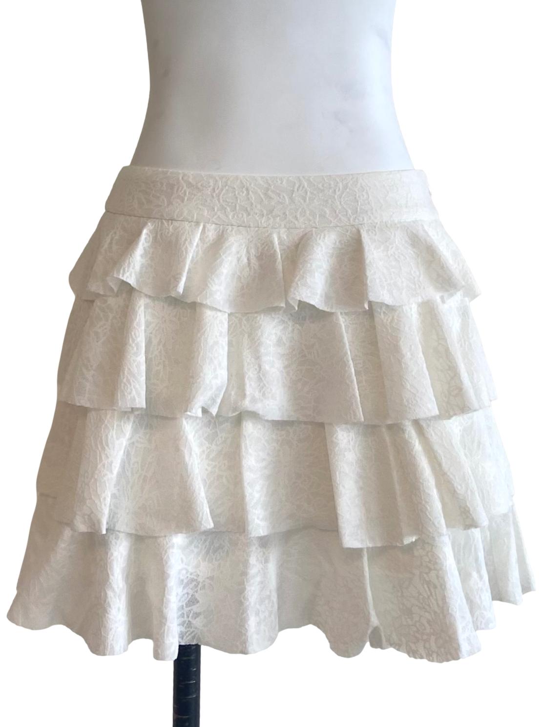 White Floral Lace Layered Skirt