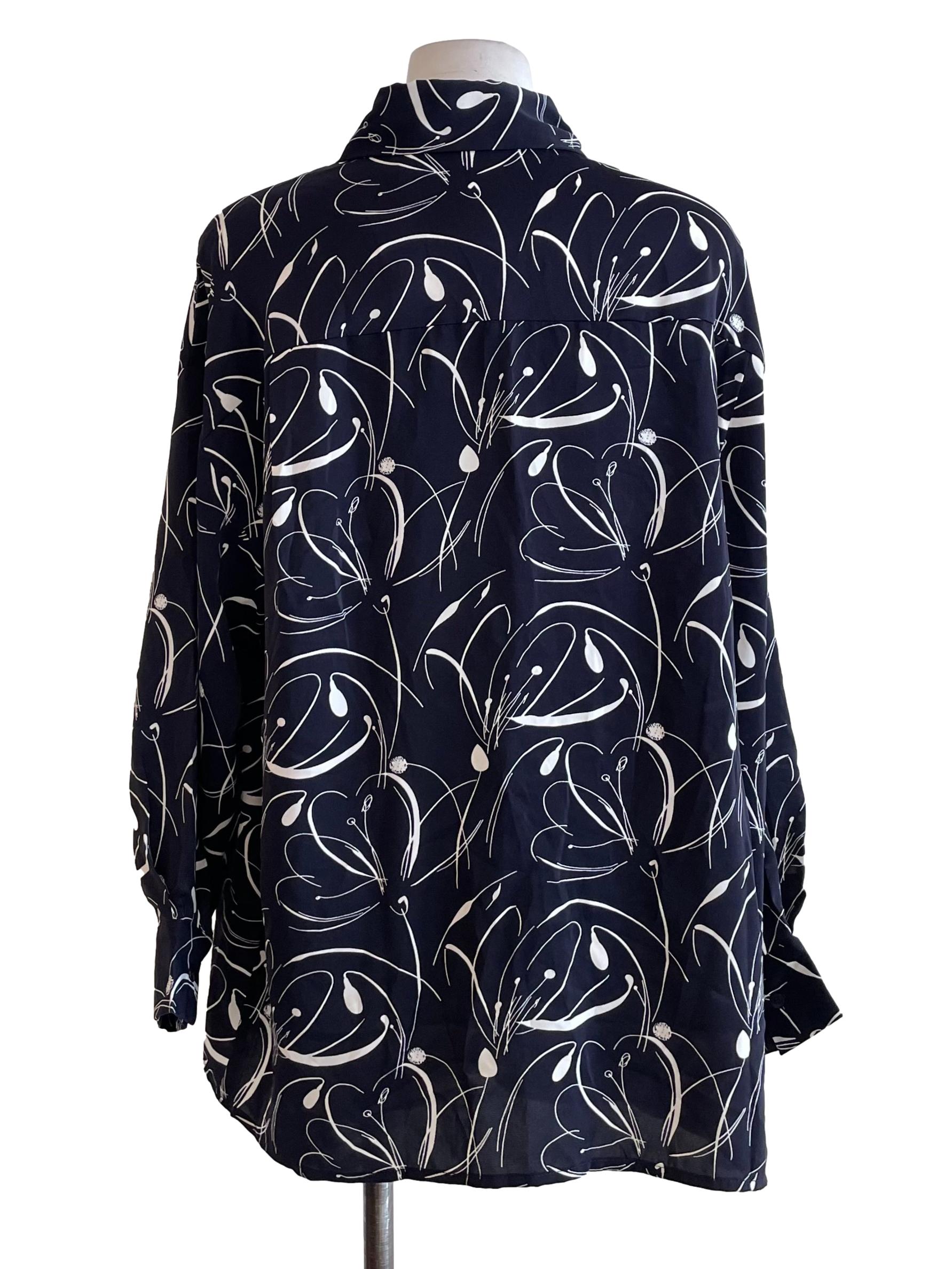 Navy Floral Oversized Shirt