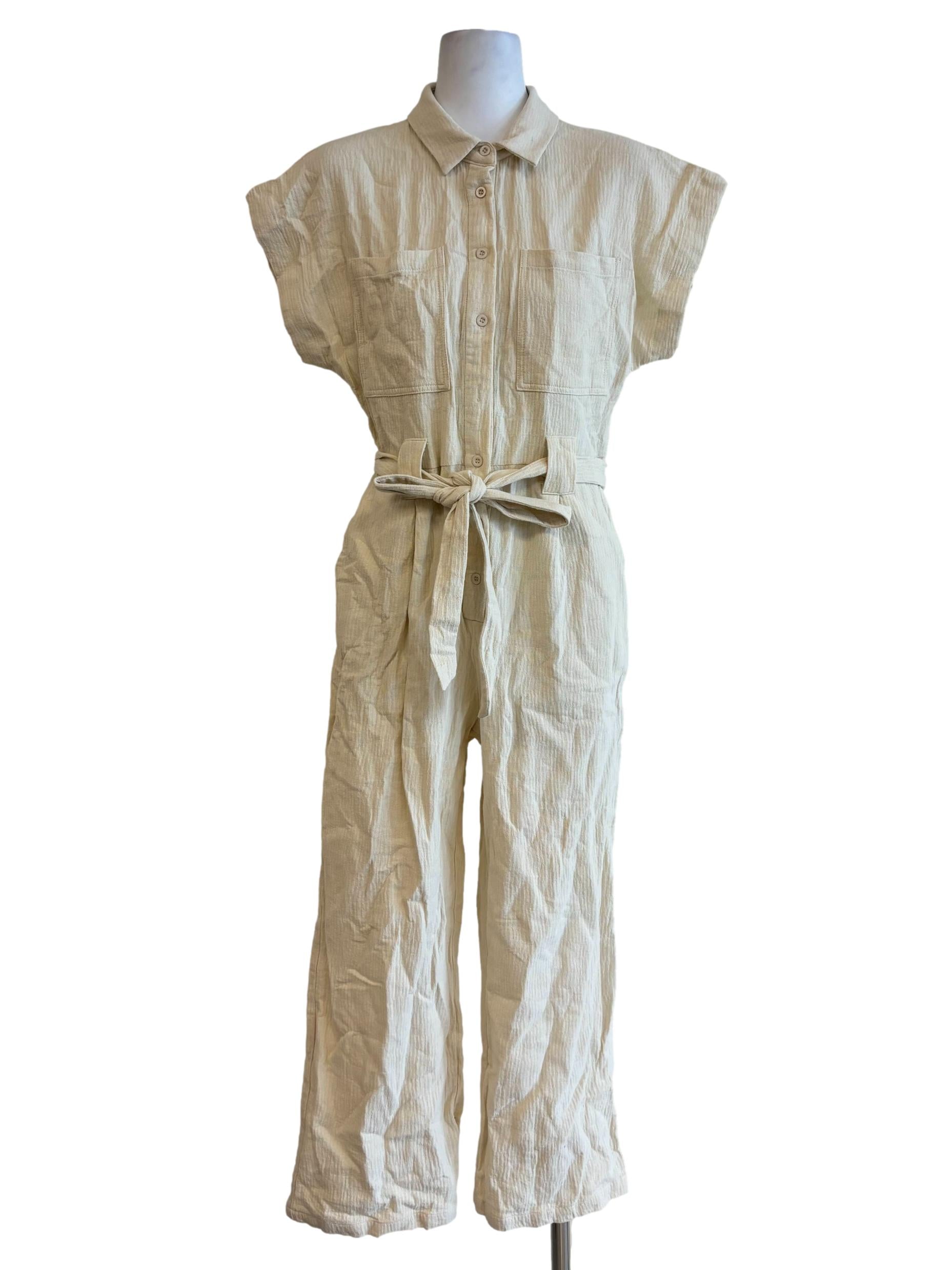Blonde Cotton Utility Jumpsuit