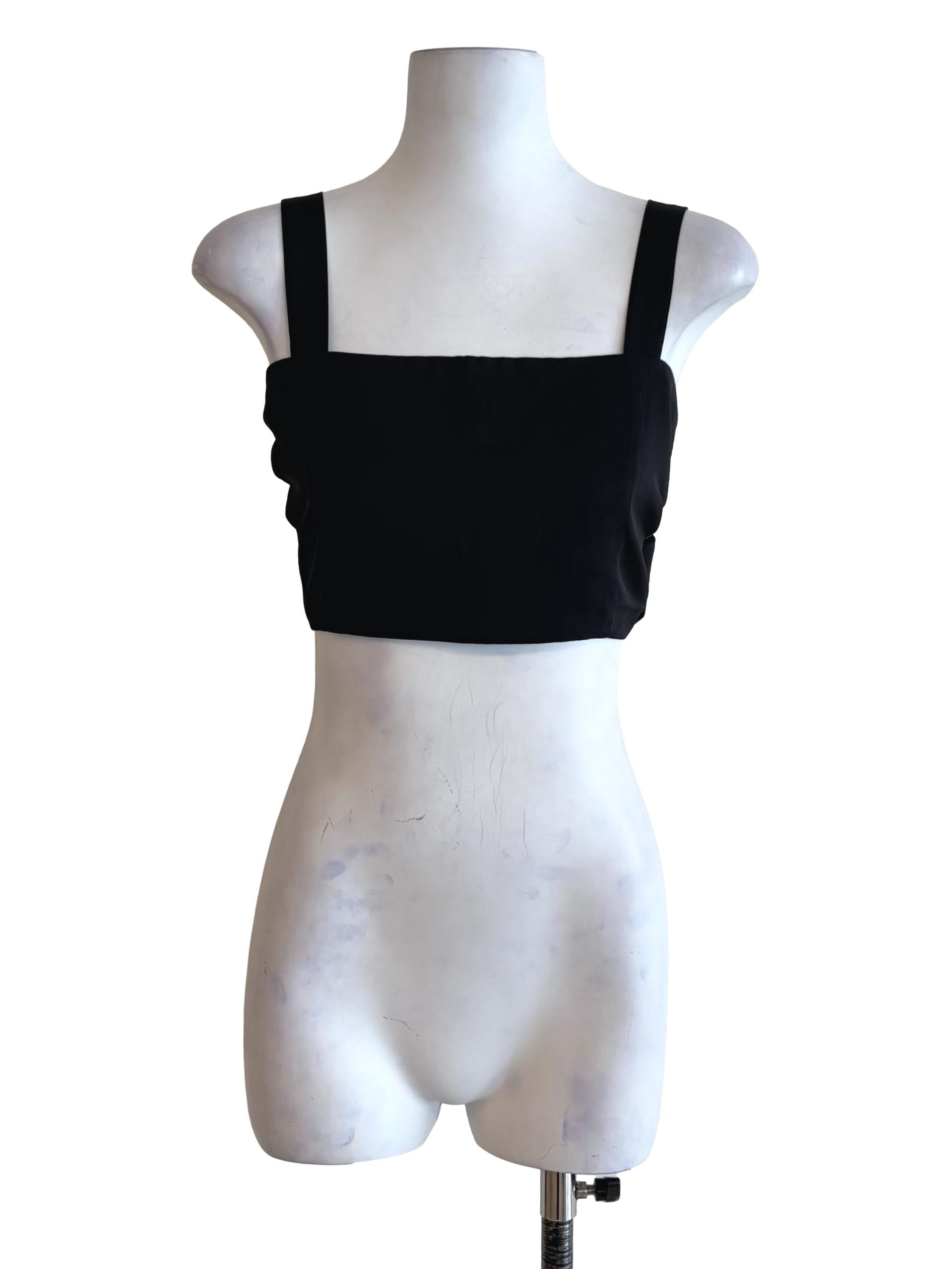 Ink Black Textured Crop Tank Top