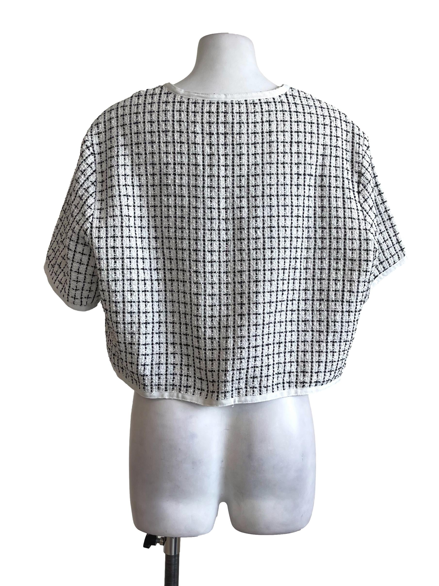 White Grid Tweed Jacket