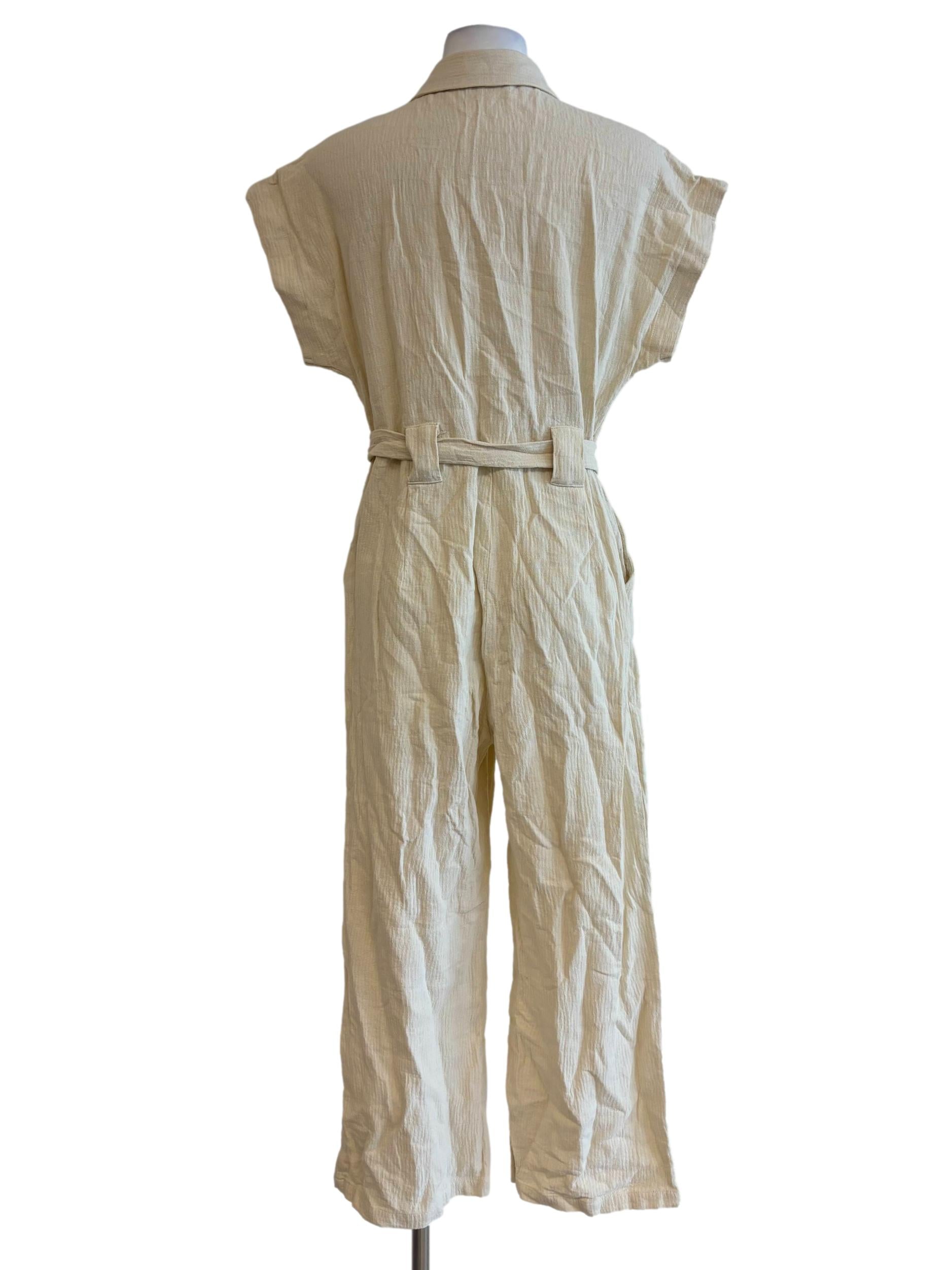 Blonde Cotton Utility Jumpsuit