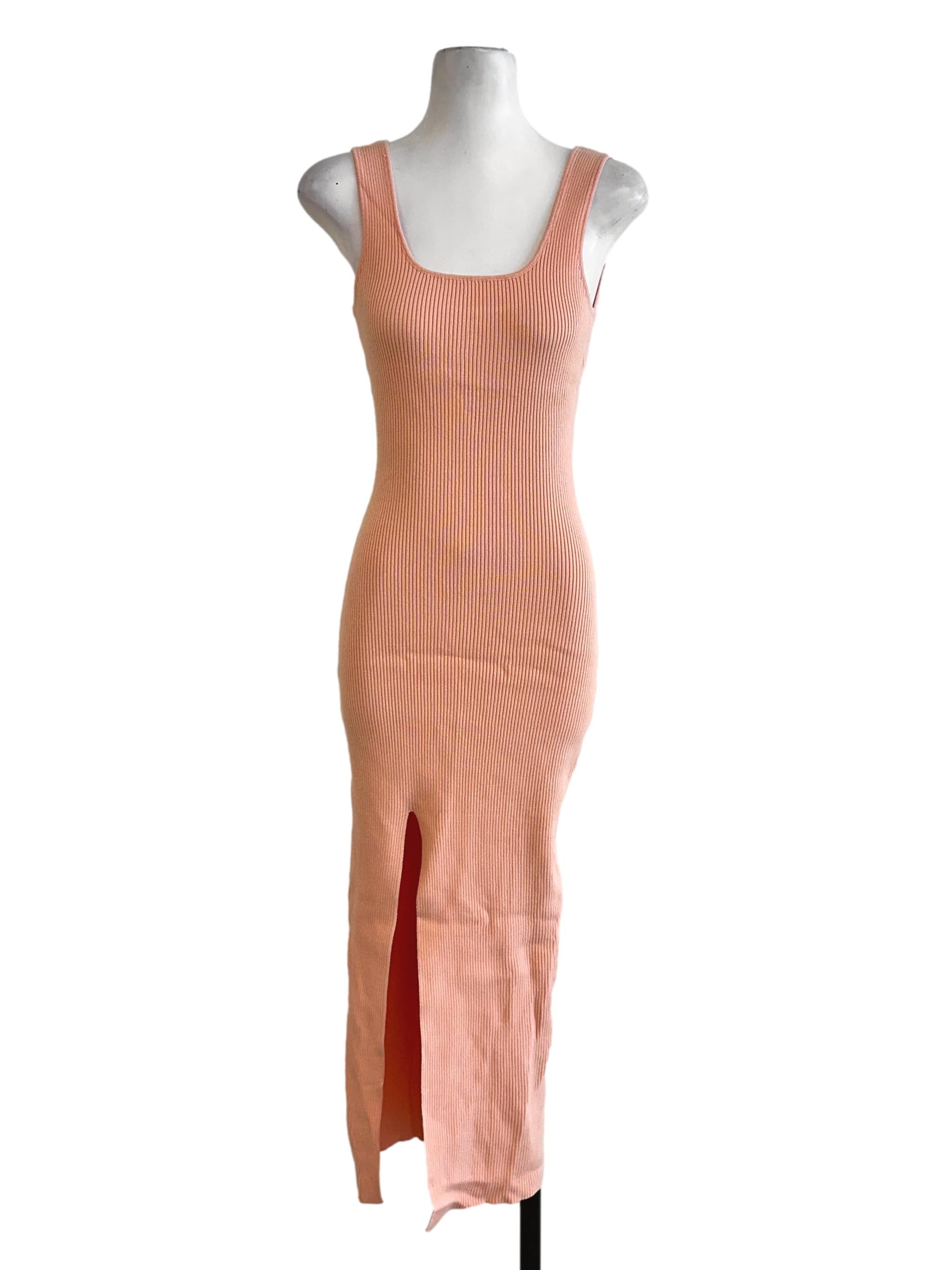 Cantaloupe Orange Textured Slit Dress