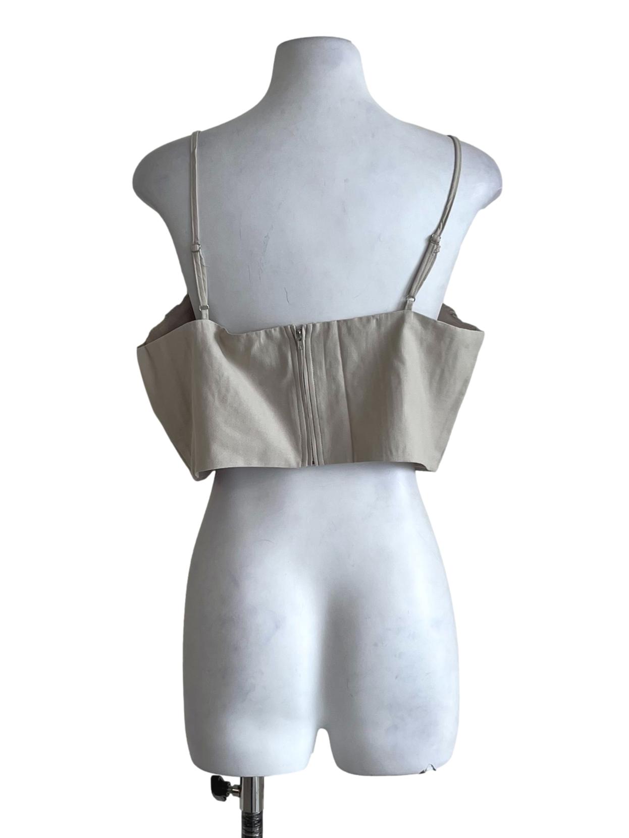 Beige Xandra Ruched Front Crop Top