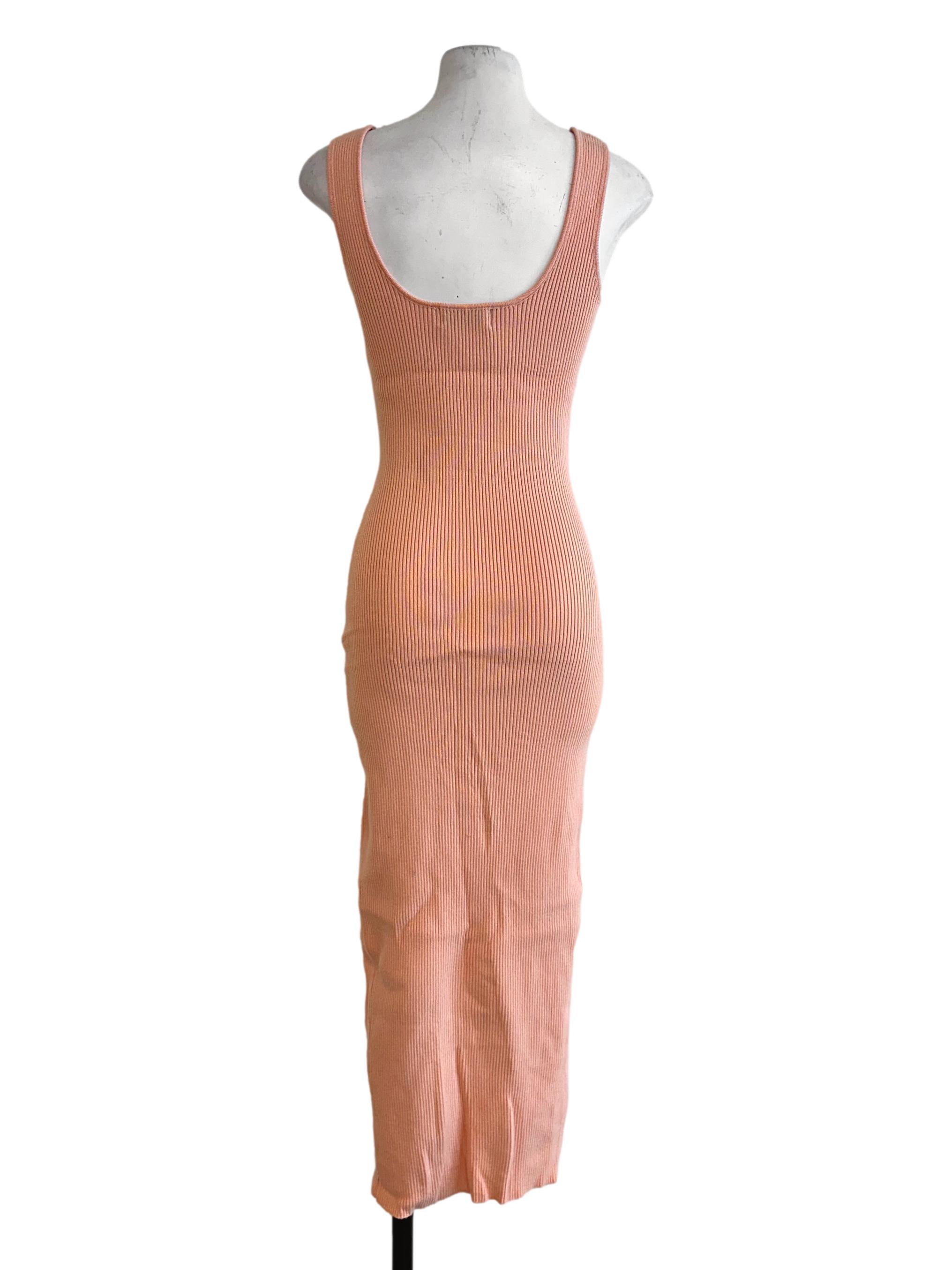 Cantaloupe Orange Textured Slit Dress