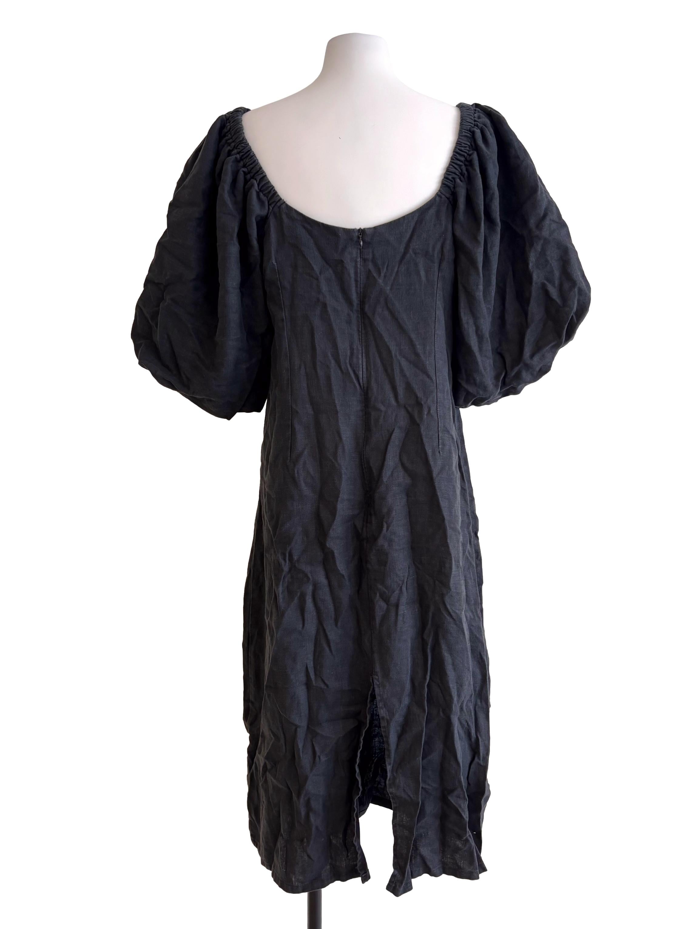 Black Puff Sleeve Square Neck Dress