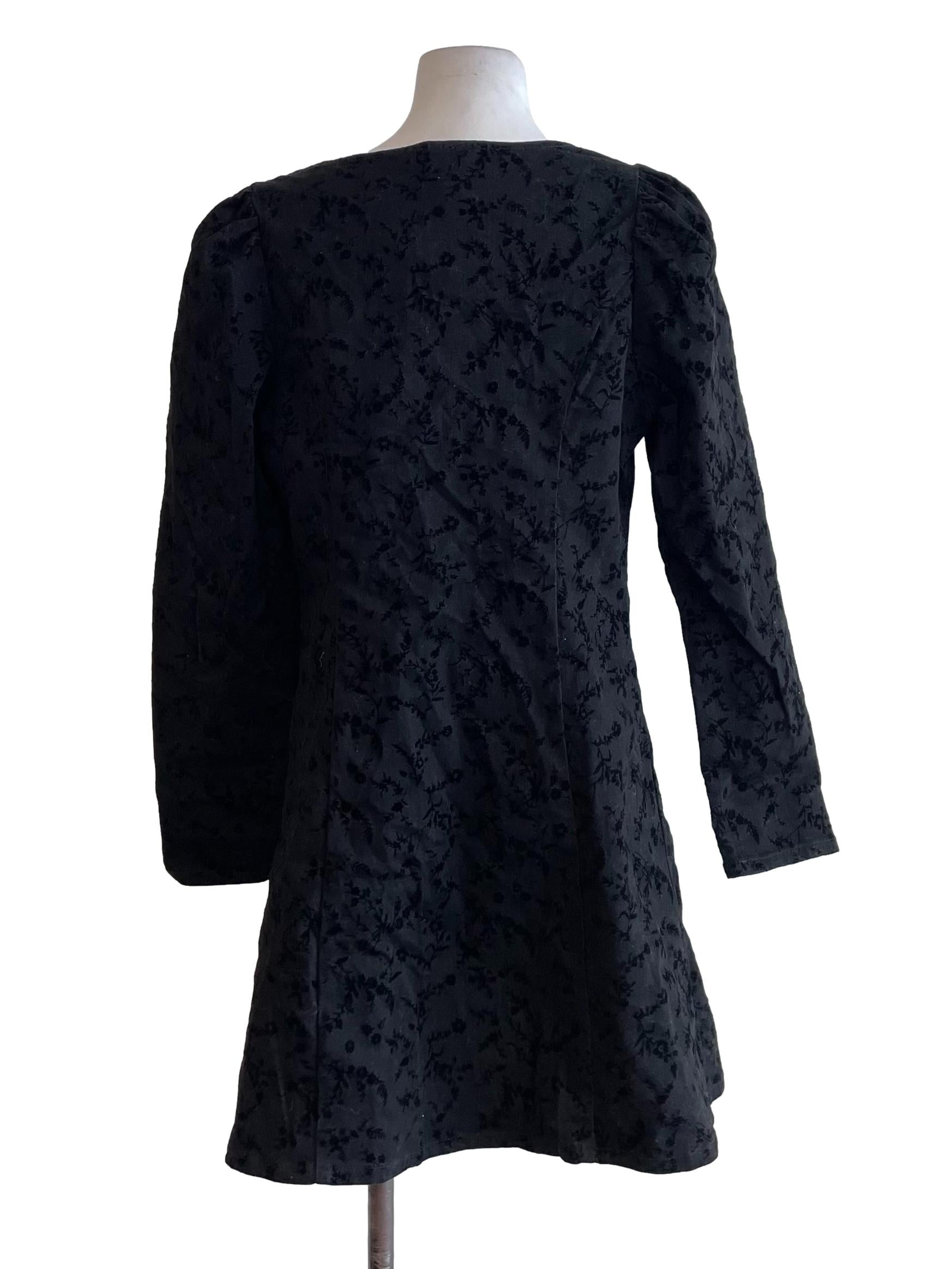 Black Square Neck Pearl Dress