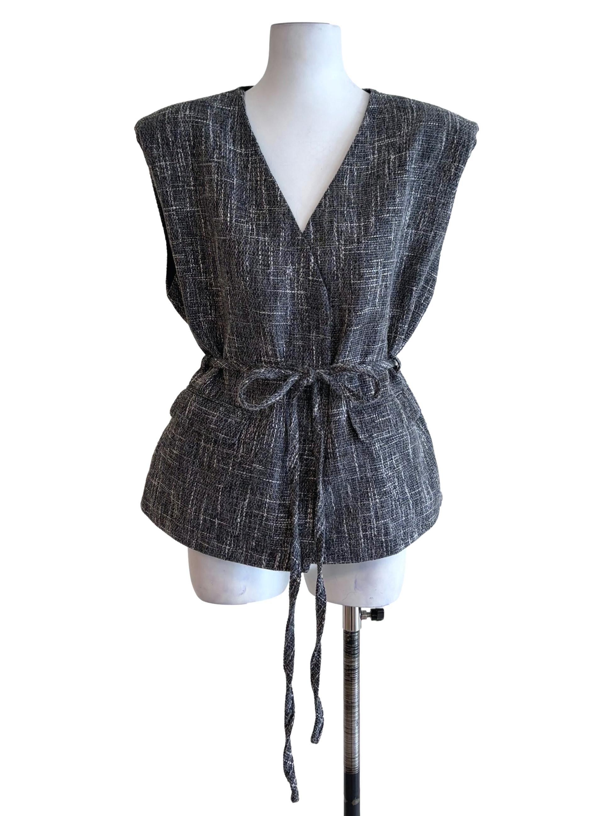 Pewter Grey Tweed Sleeveless Vest