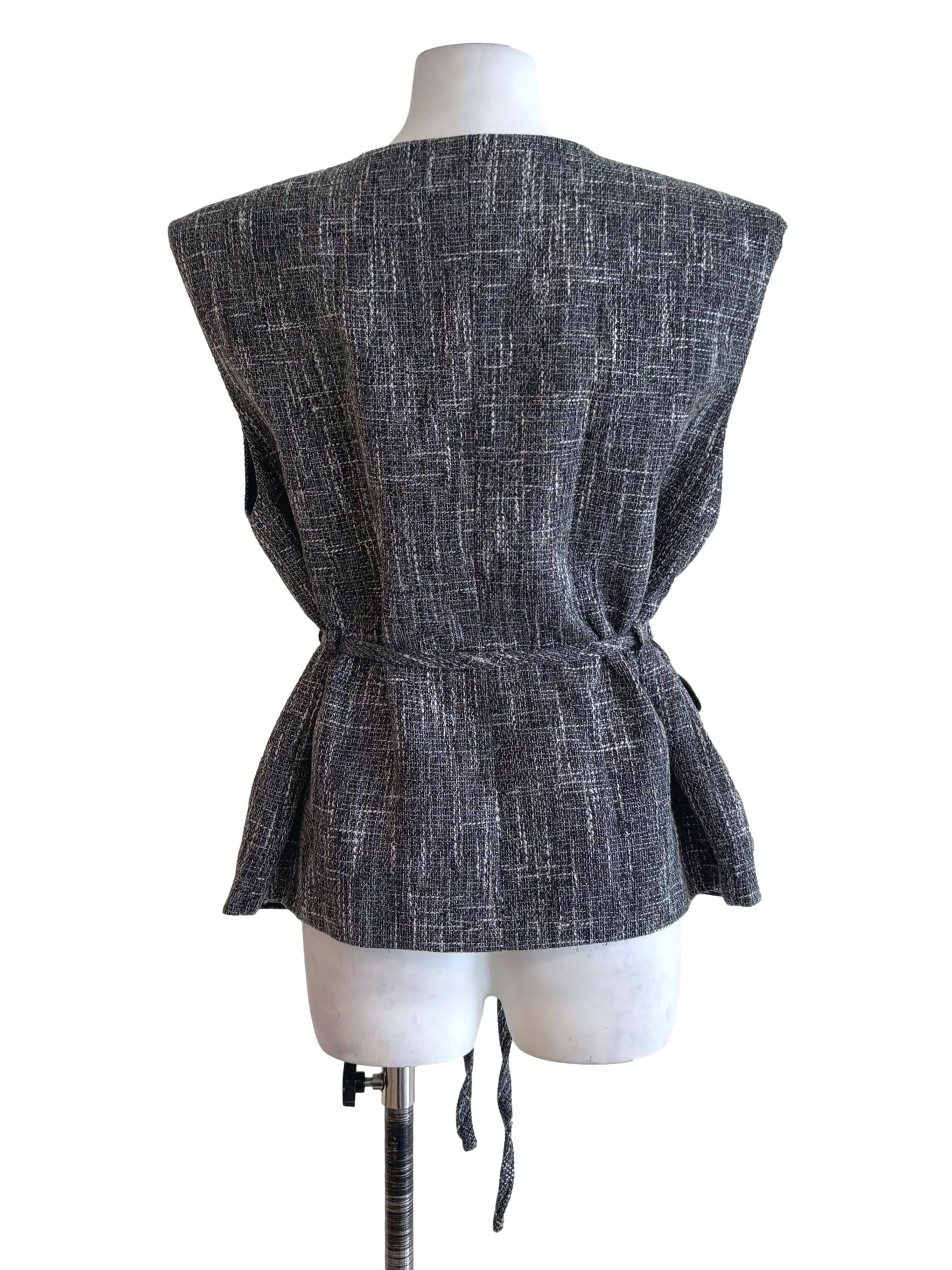 Pewter Grey Tweed Sleeveless Vest