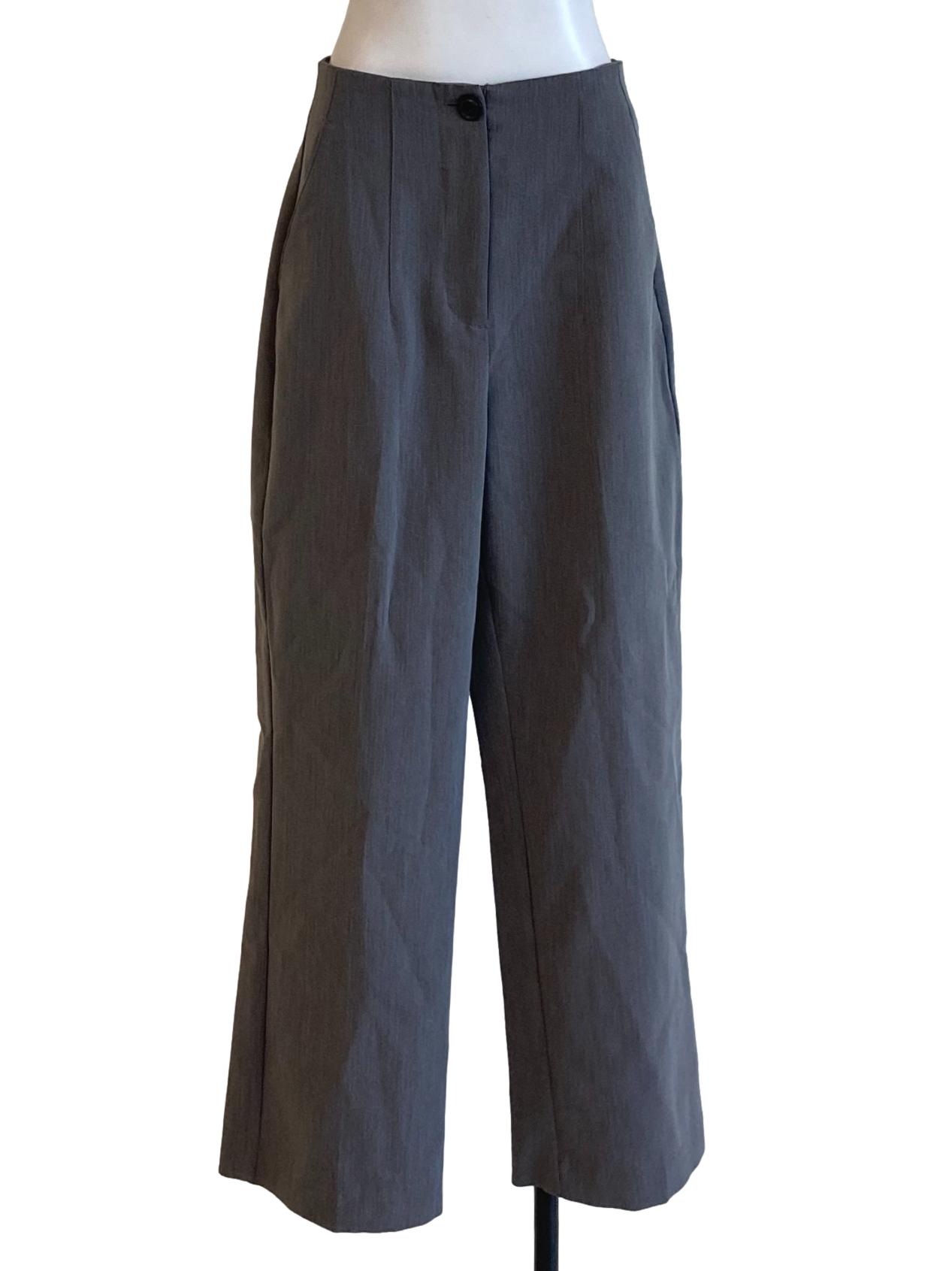 Lead Grey Buttoned Waist Regular Slack Pants