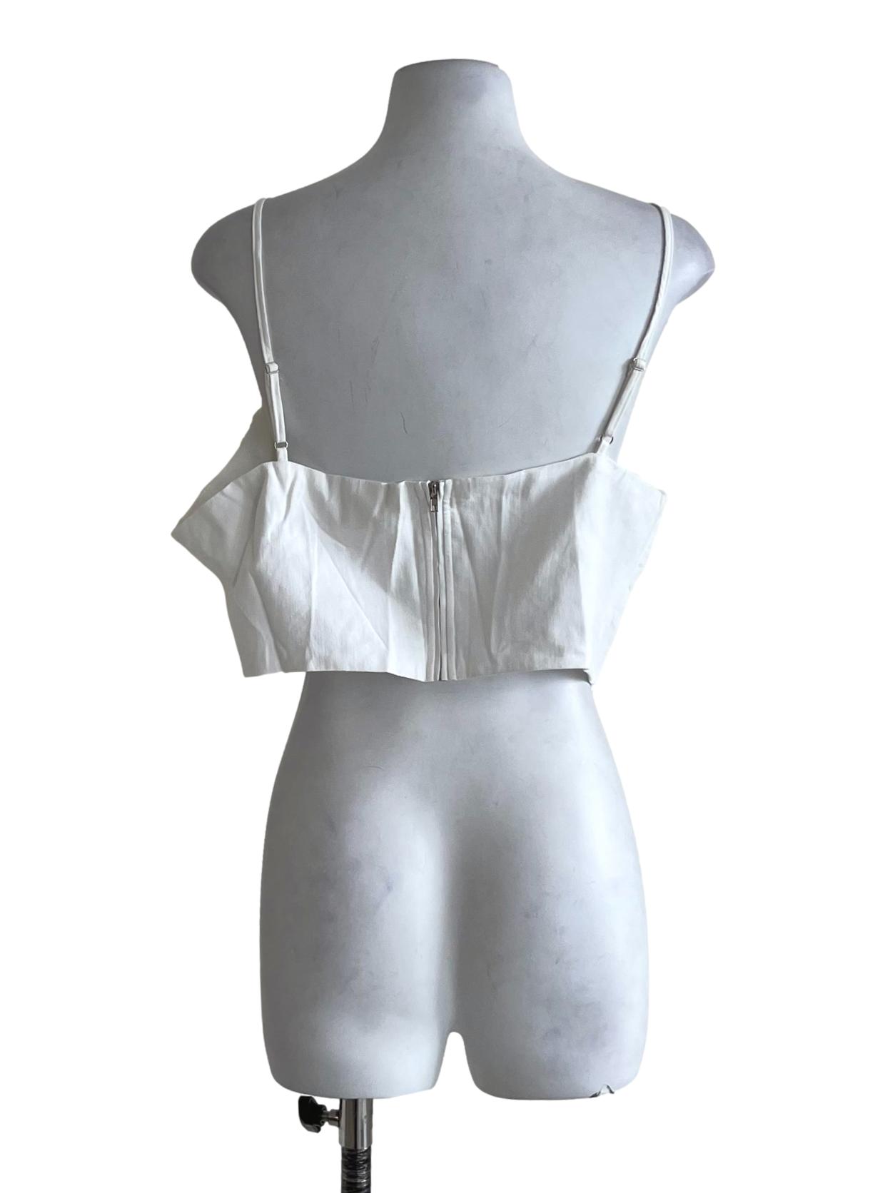 White Xandra Ruched Front Crop Top