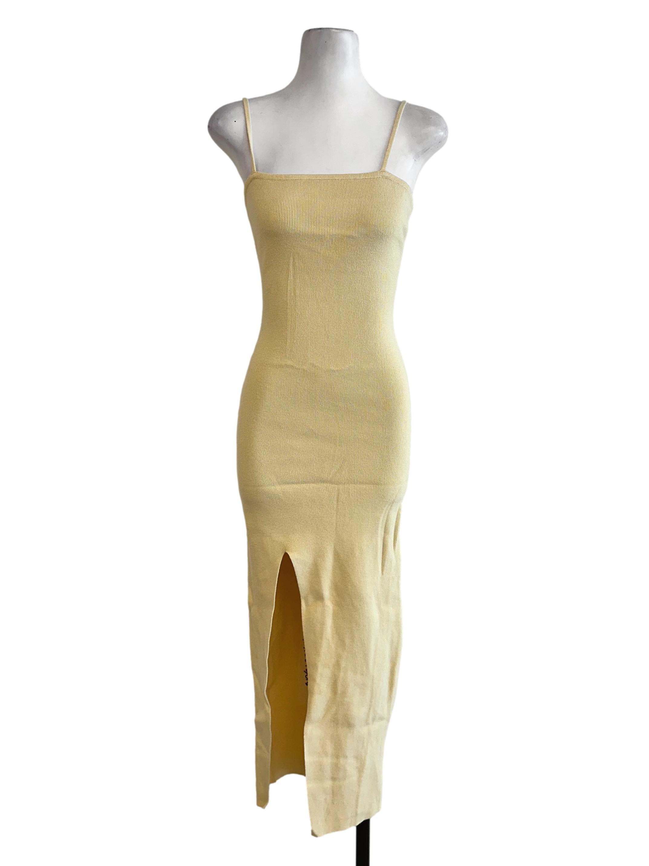 Daffodil Yellow Textures Slit Dress
