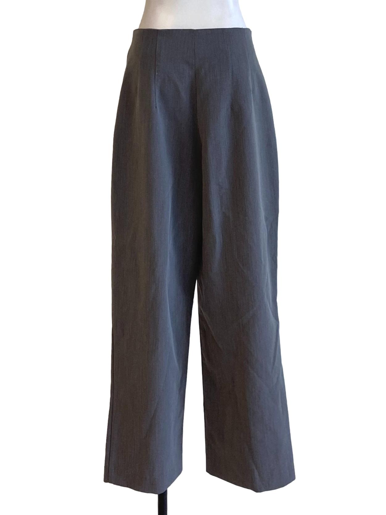 Lead Grey Buttoned Waist Regular Slack Pants