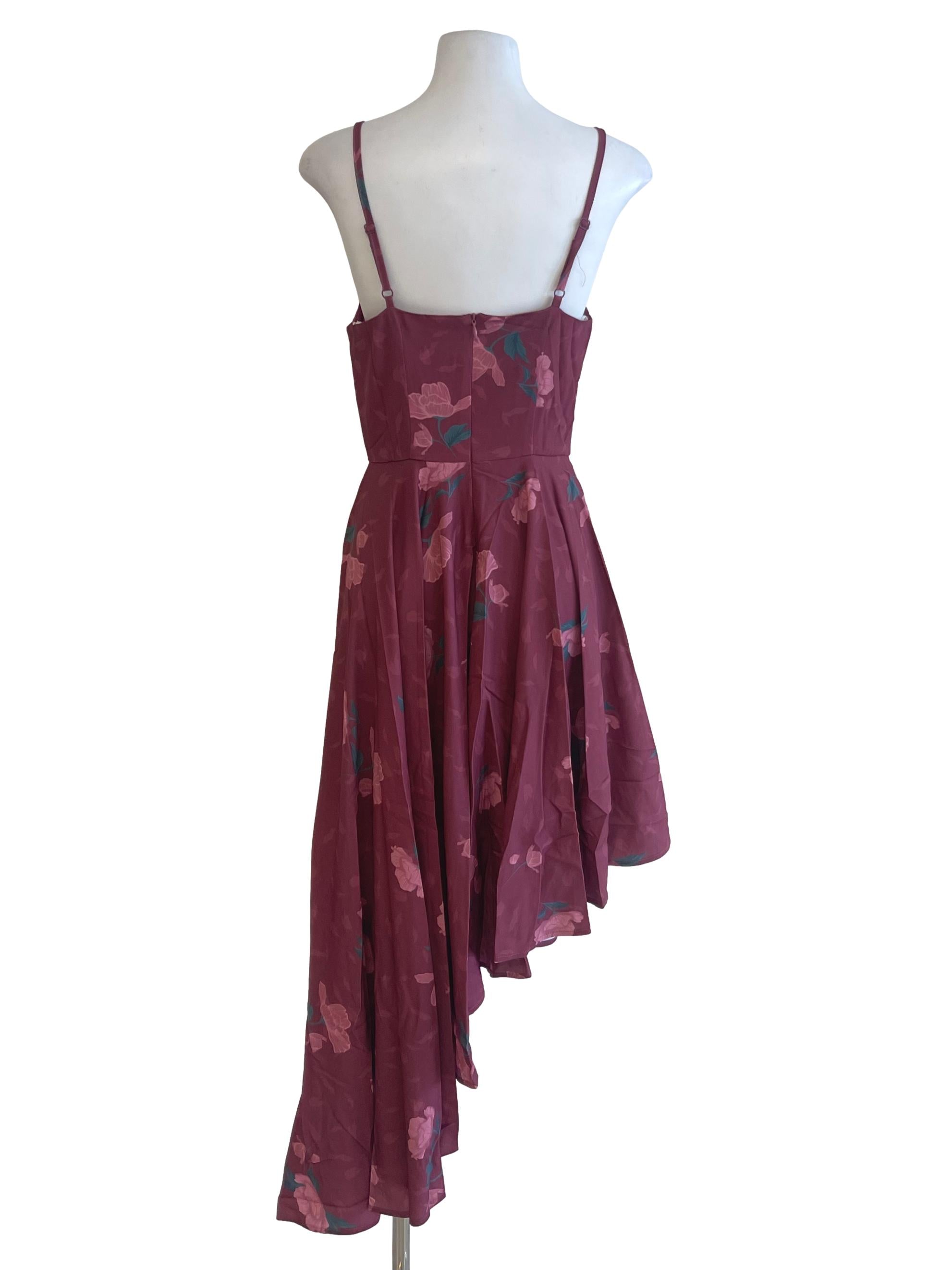 Rosewood Rose Printed Asymmetric Dress