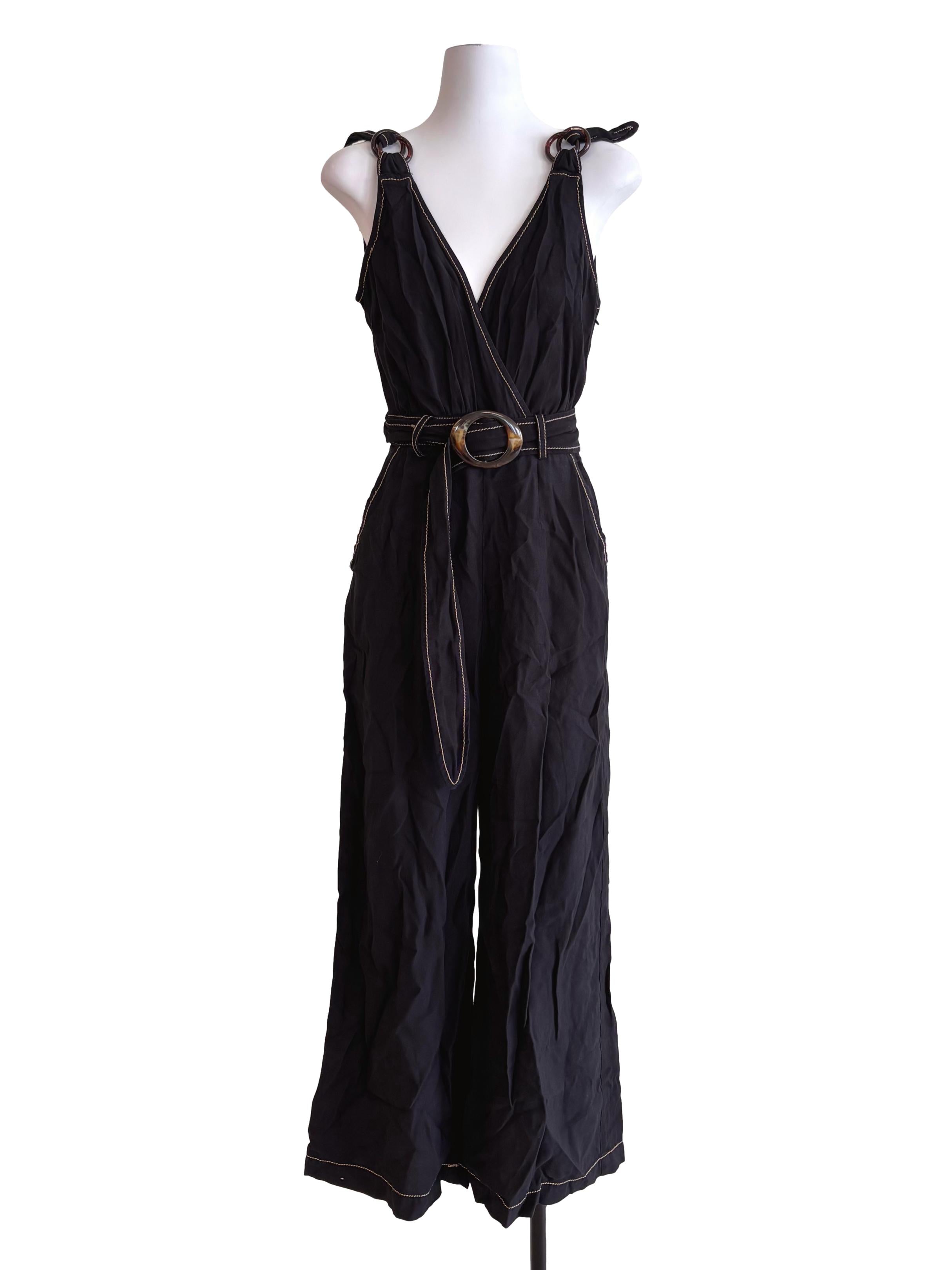 Black Buckled Empire Jumpsuit