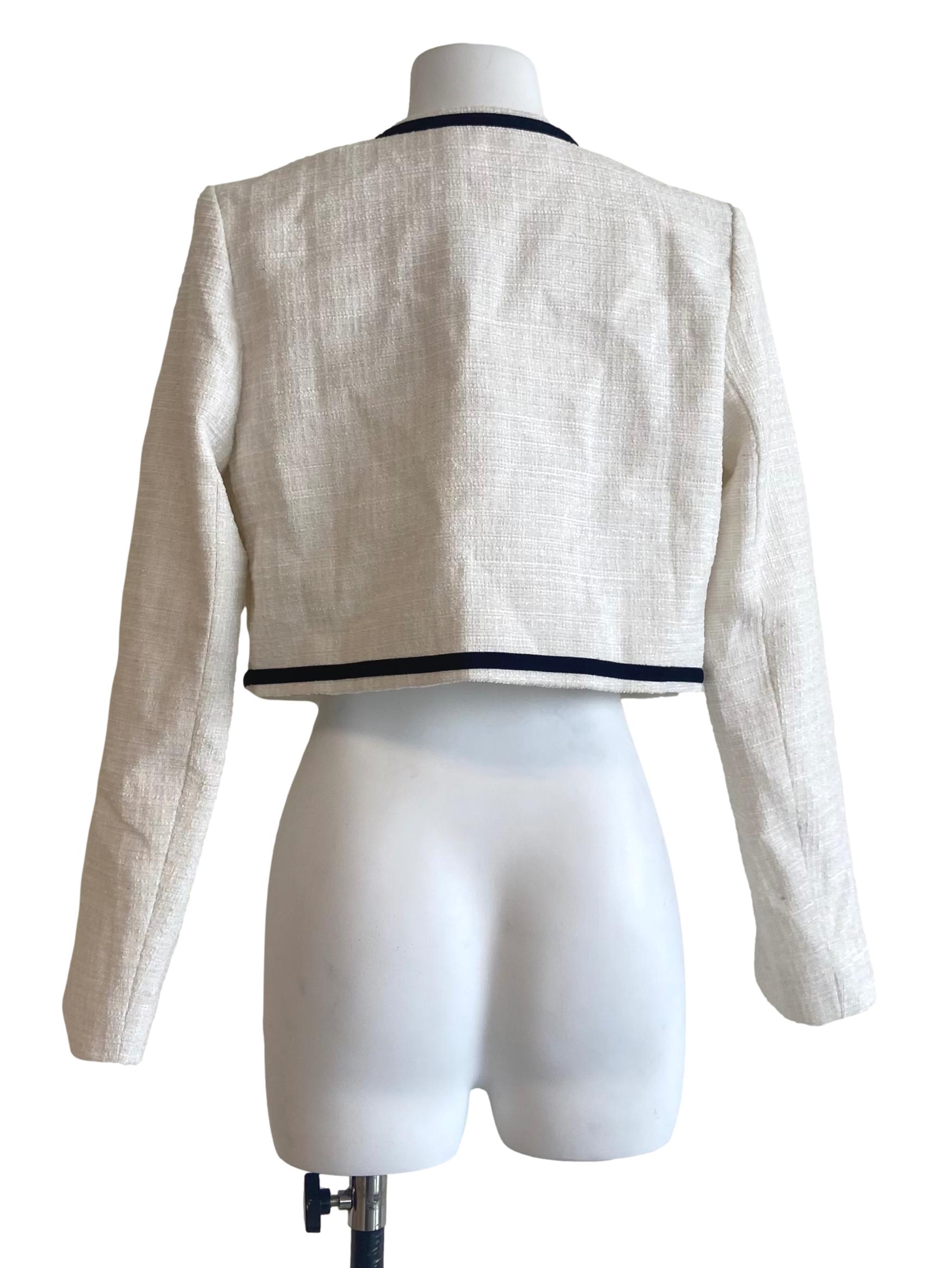 White & Black Twill Cardigan