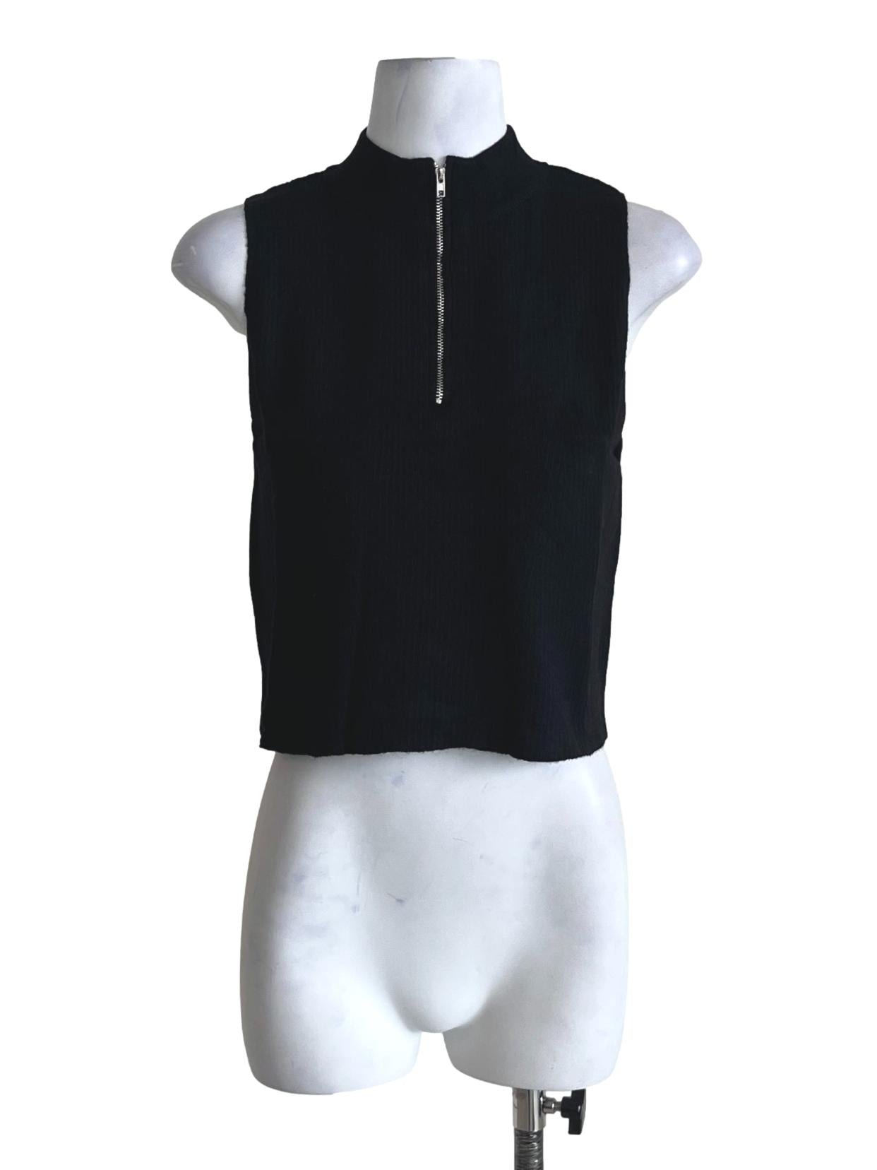 Black Ophir Zip Up Knit Top