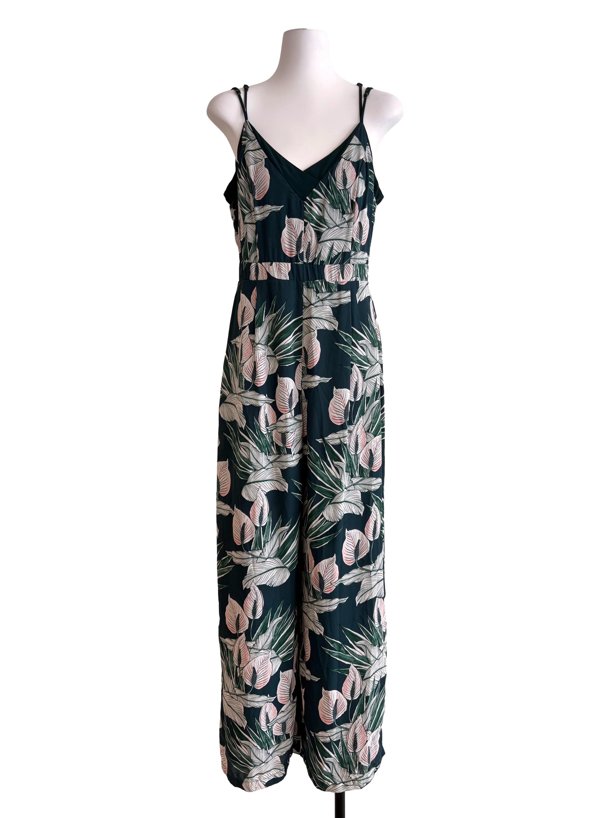 Emerald Green Printed Strappy Jumpsuit