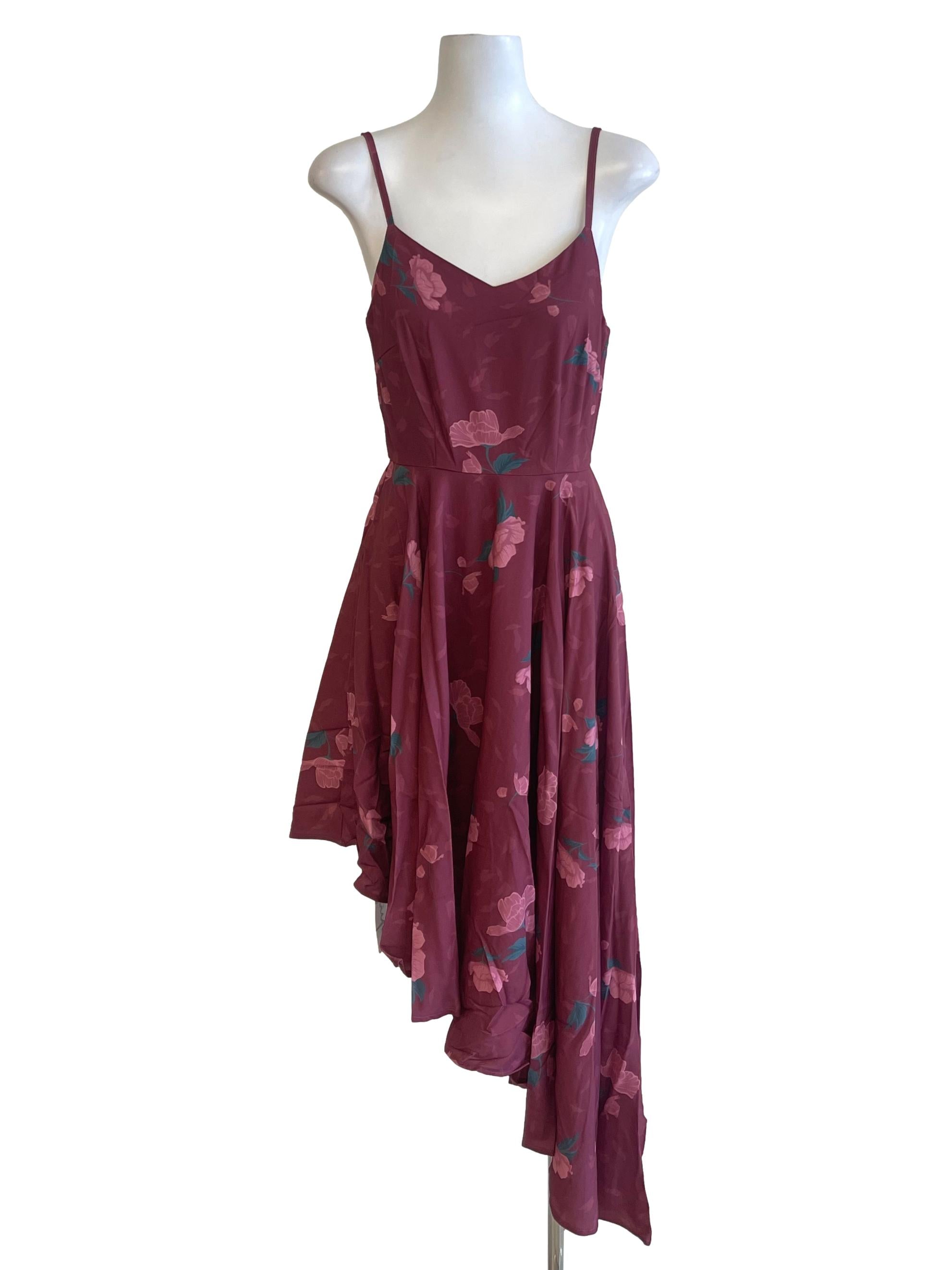 Rosewood Rose Printed Asymmetric Dress
