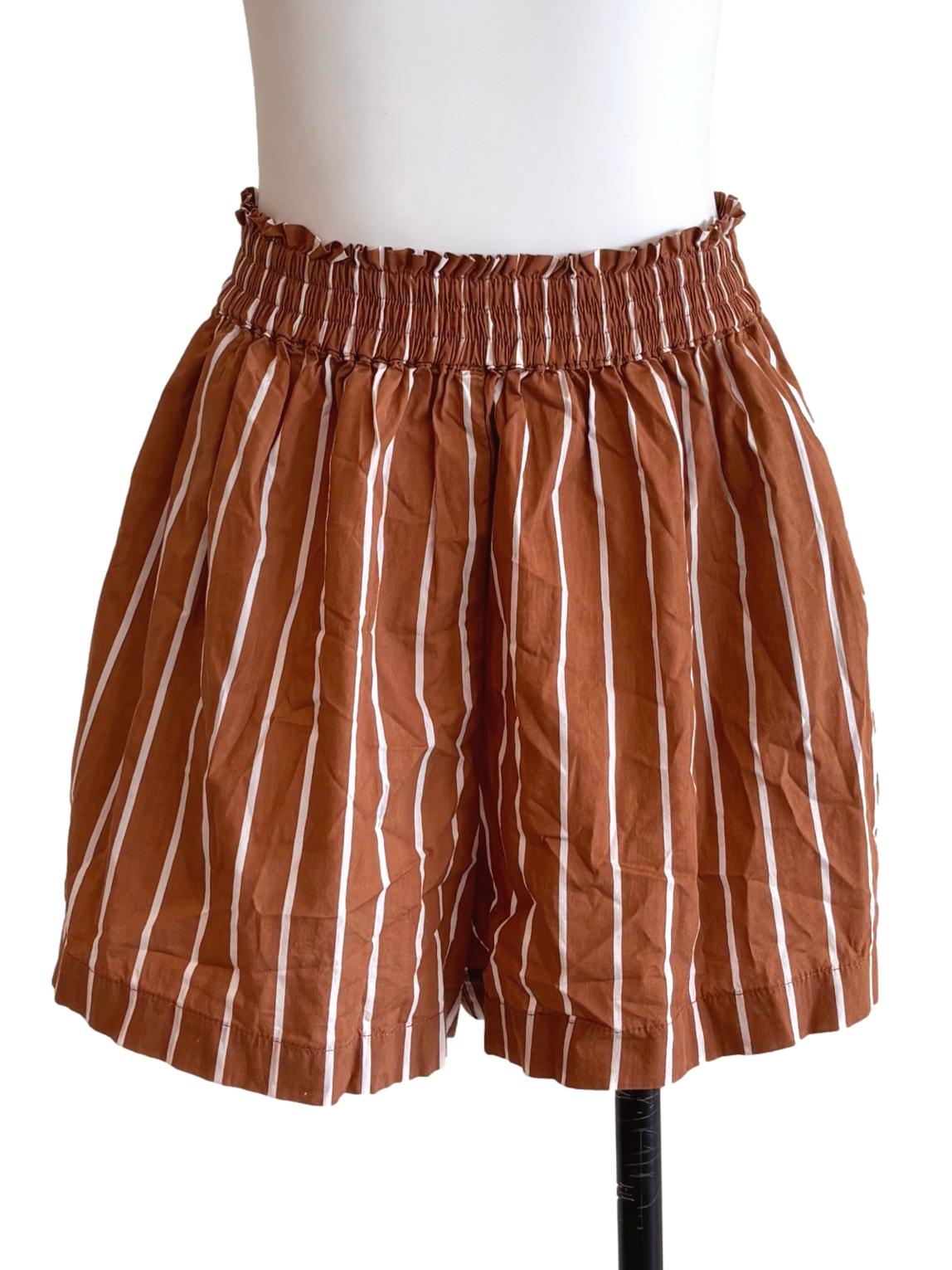 Peanut Brown Stripes Shorts