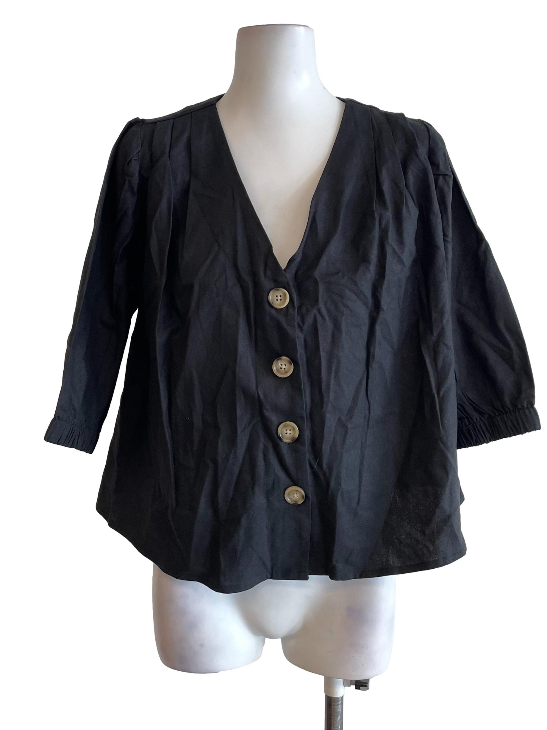 Black Yoke A-Line Top
