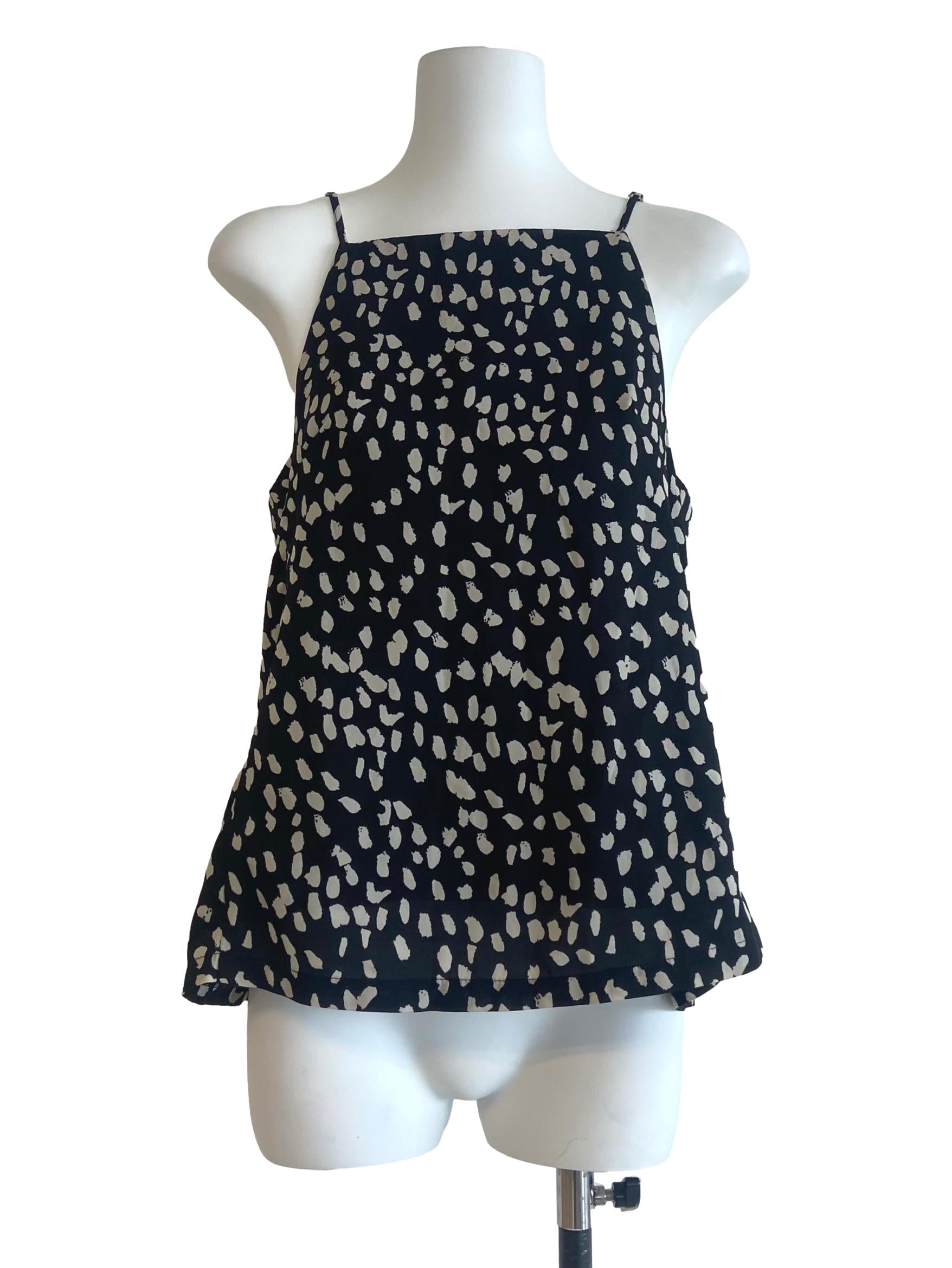 Black & White Print Sleeveless Blouse