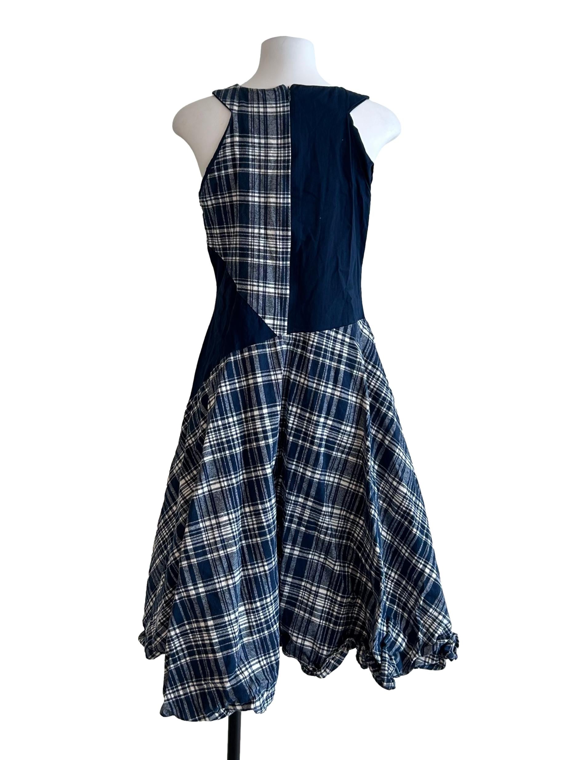 Navy Blue Tartan Print Dress