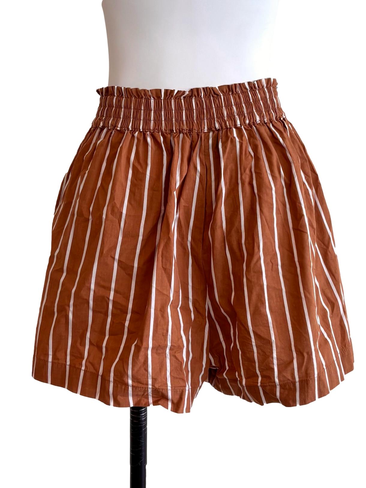 Peanut Brown Stripes Shorts